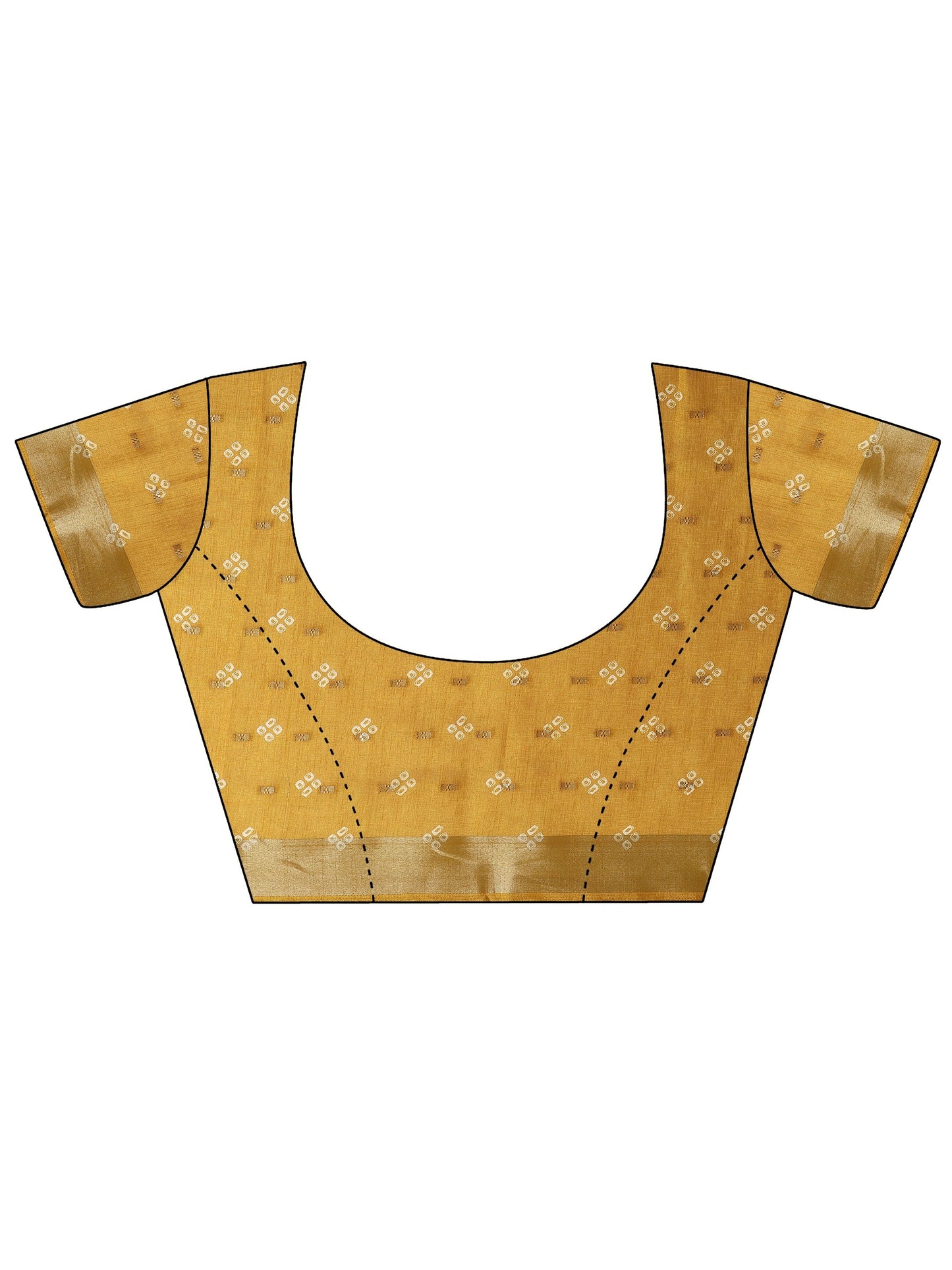 Mustard Printed Silk Blend Saree With Unstitched Blouse Piece