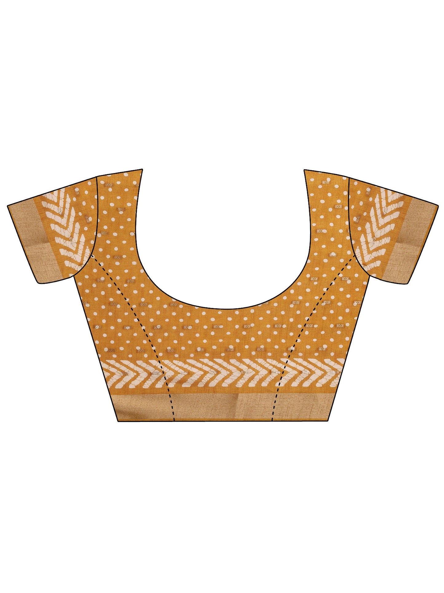 Mustard Printed Silk Blend Saree With Unstitched Blouse Piece