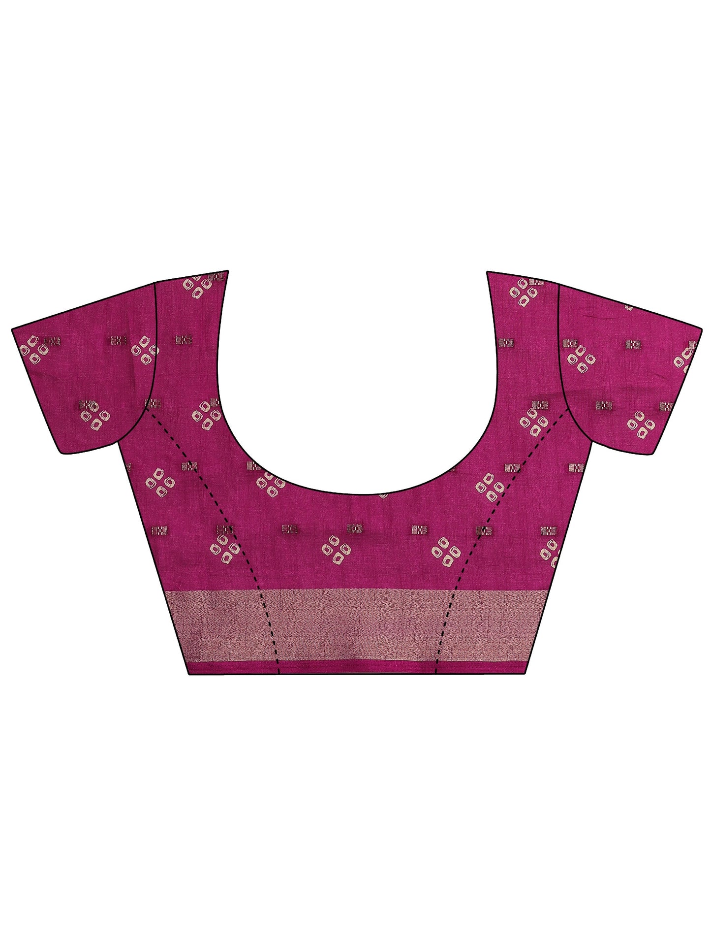 Magenta Printed Silk Blend Saree With Unstitched Blouse Piece