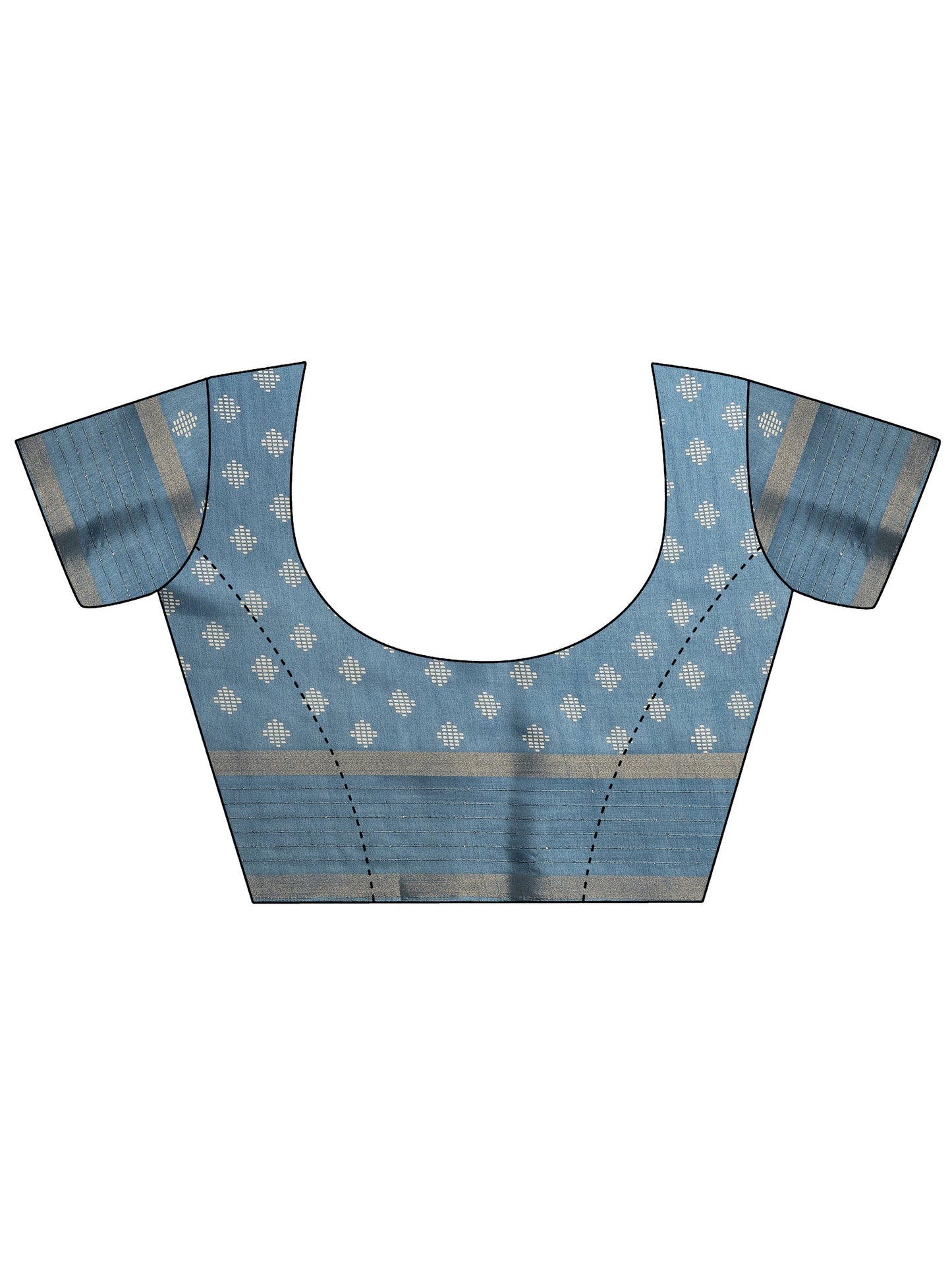 Blue Printed Silk Blend Saree With Unstitched Blouse Piece