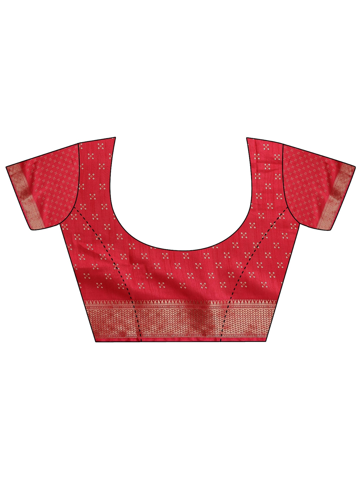 Coral Bandhani Printed Silk Blend Saree With Unstitched Blouse Piece