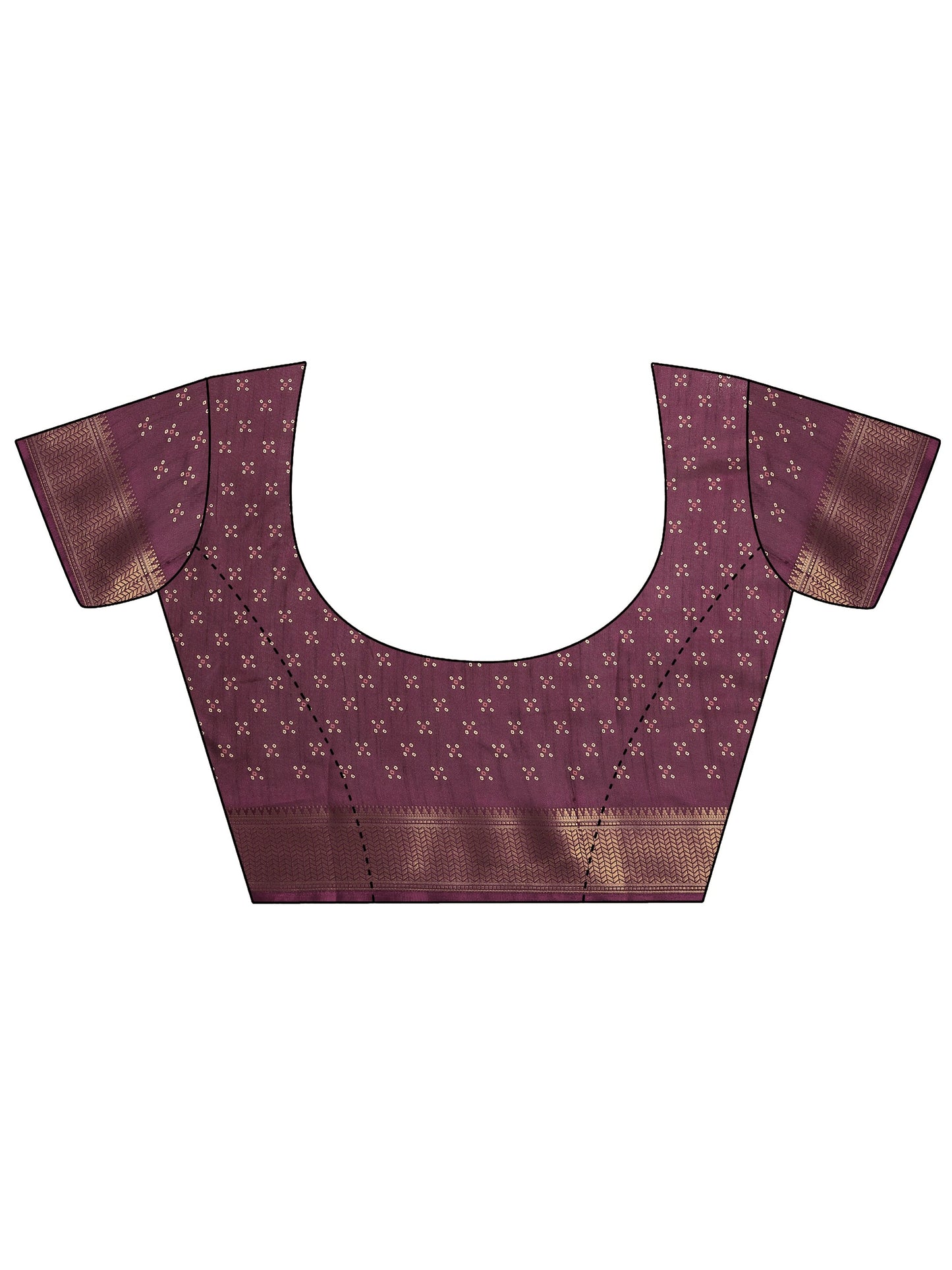 Burgundy Bandhani Printed Silk Blend Saree With Unstitched Blouse Piece