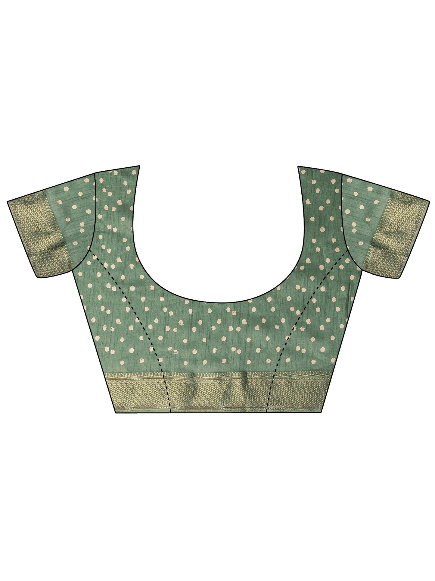 Green Batik Printed Silk Blend Saree With Unstitched Blouse Piece