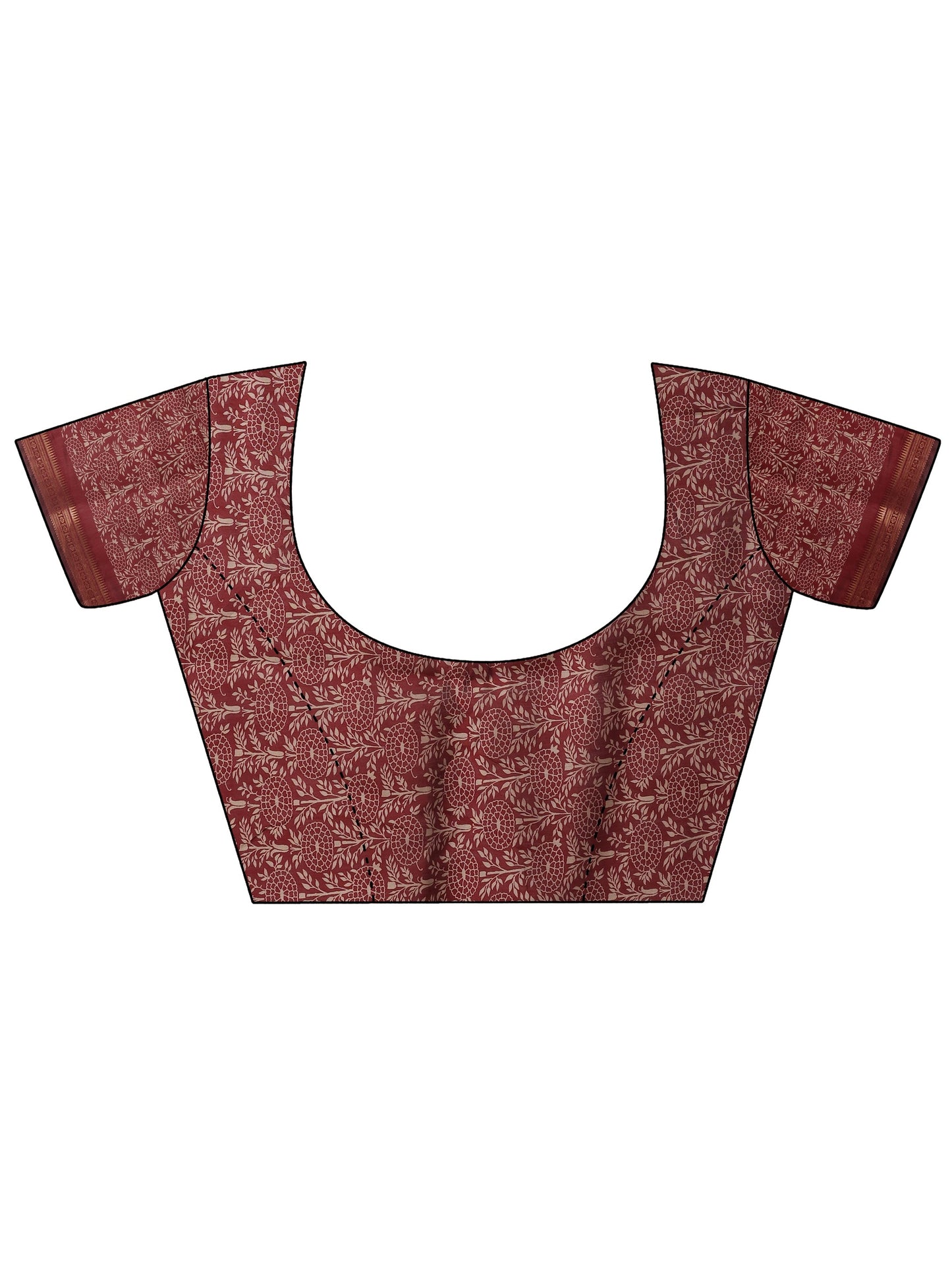 Black Printed Silk Blend Saree With Unstitched Blouse Piece