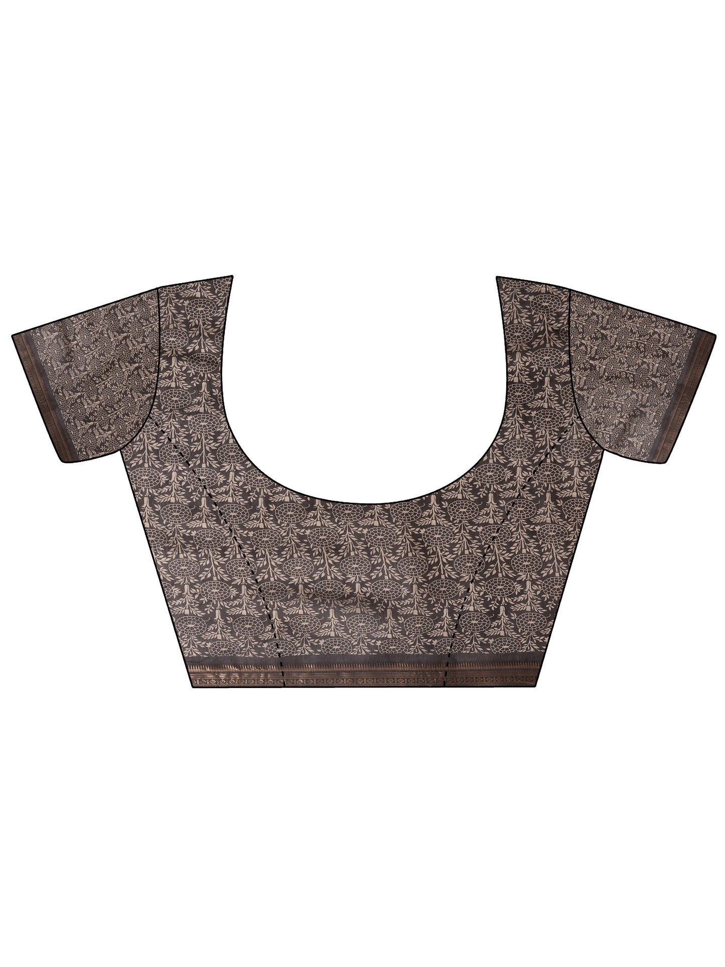 Maroon Printed Silk Blend Saree With Unstitched Blouse Piece