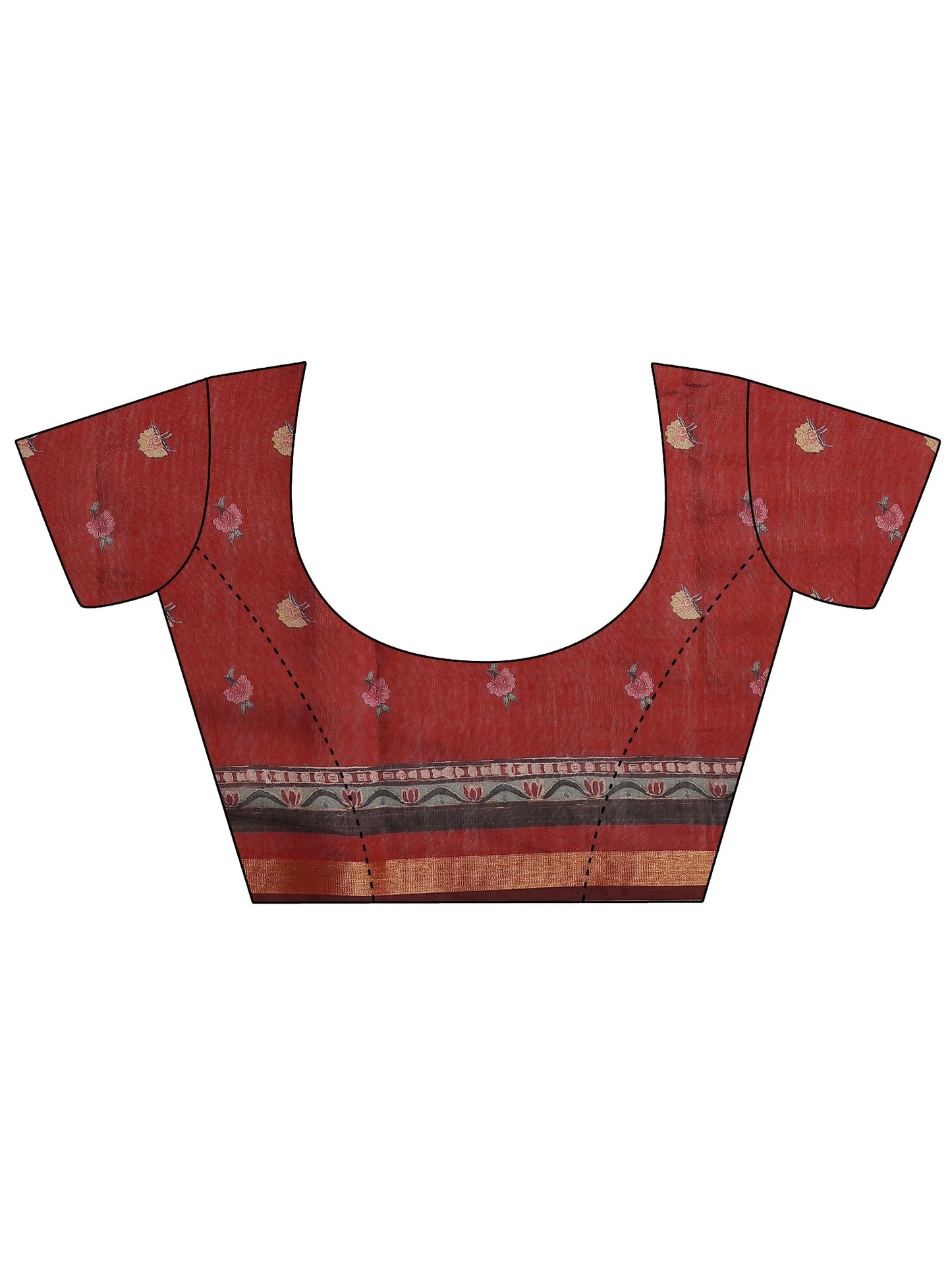 Green Printed Silk Blend Saree With Unstitched Blouse Piece