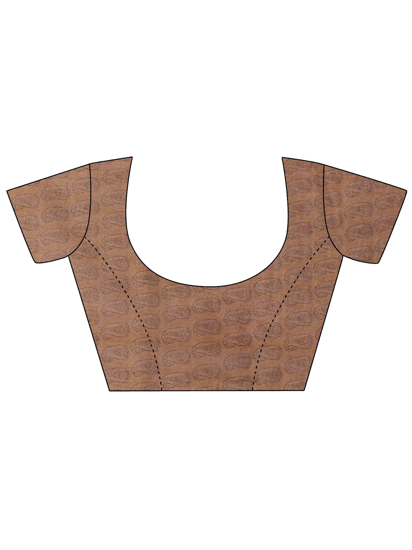 Brown Printed Silk Blend Saree With Unstitched Blouse Piece