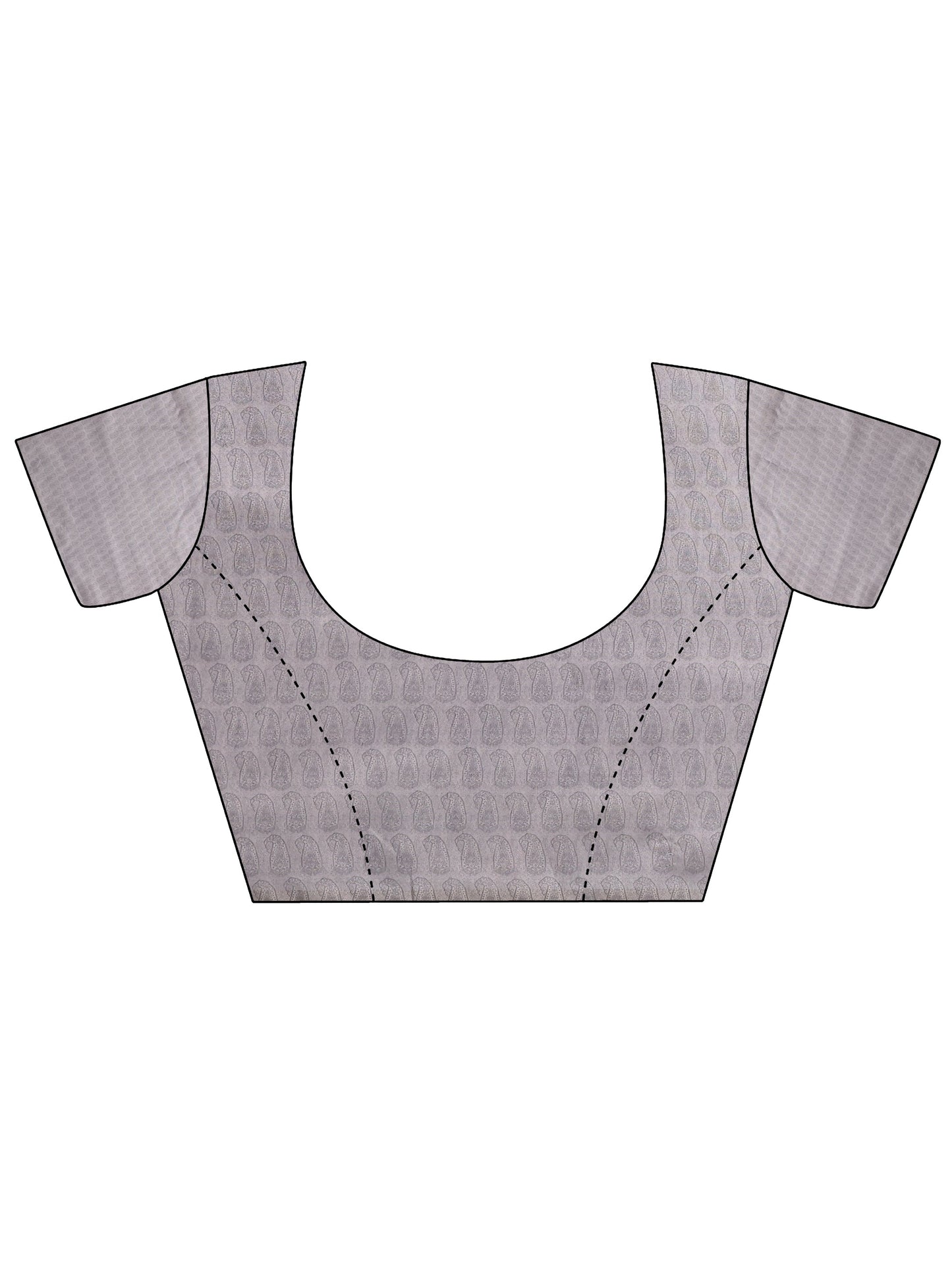 Grey Printed Silk Blend Saree With Unstitched Blouse Piece