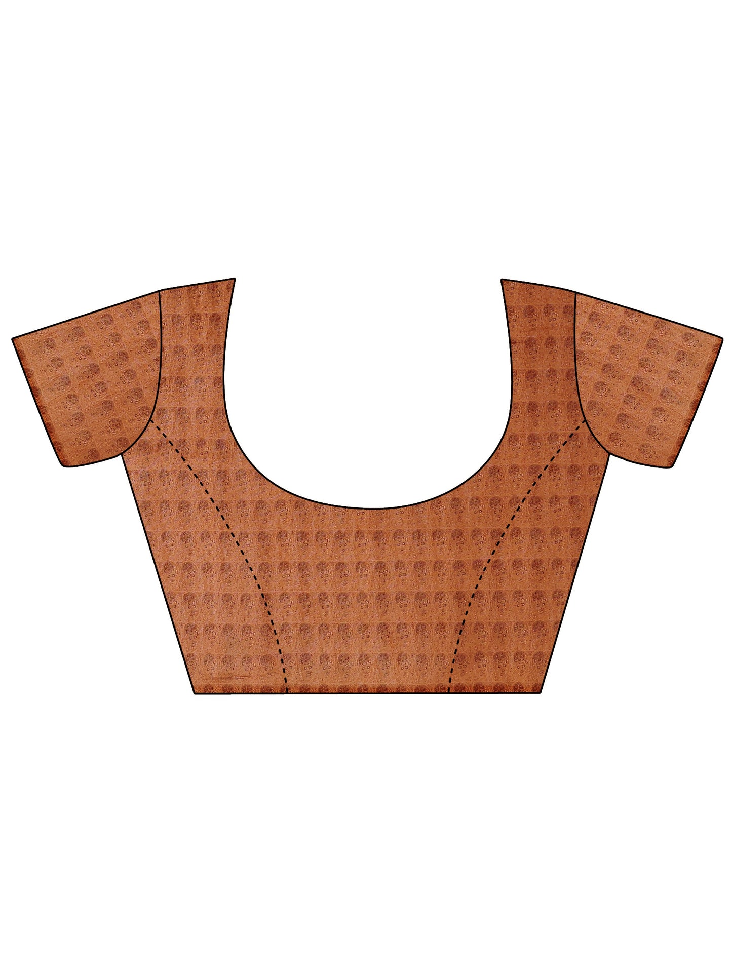 Brown Printed Silk Blend Saree With Unstitched Blouse Piece