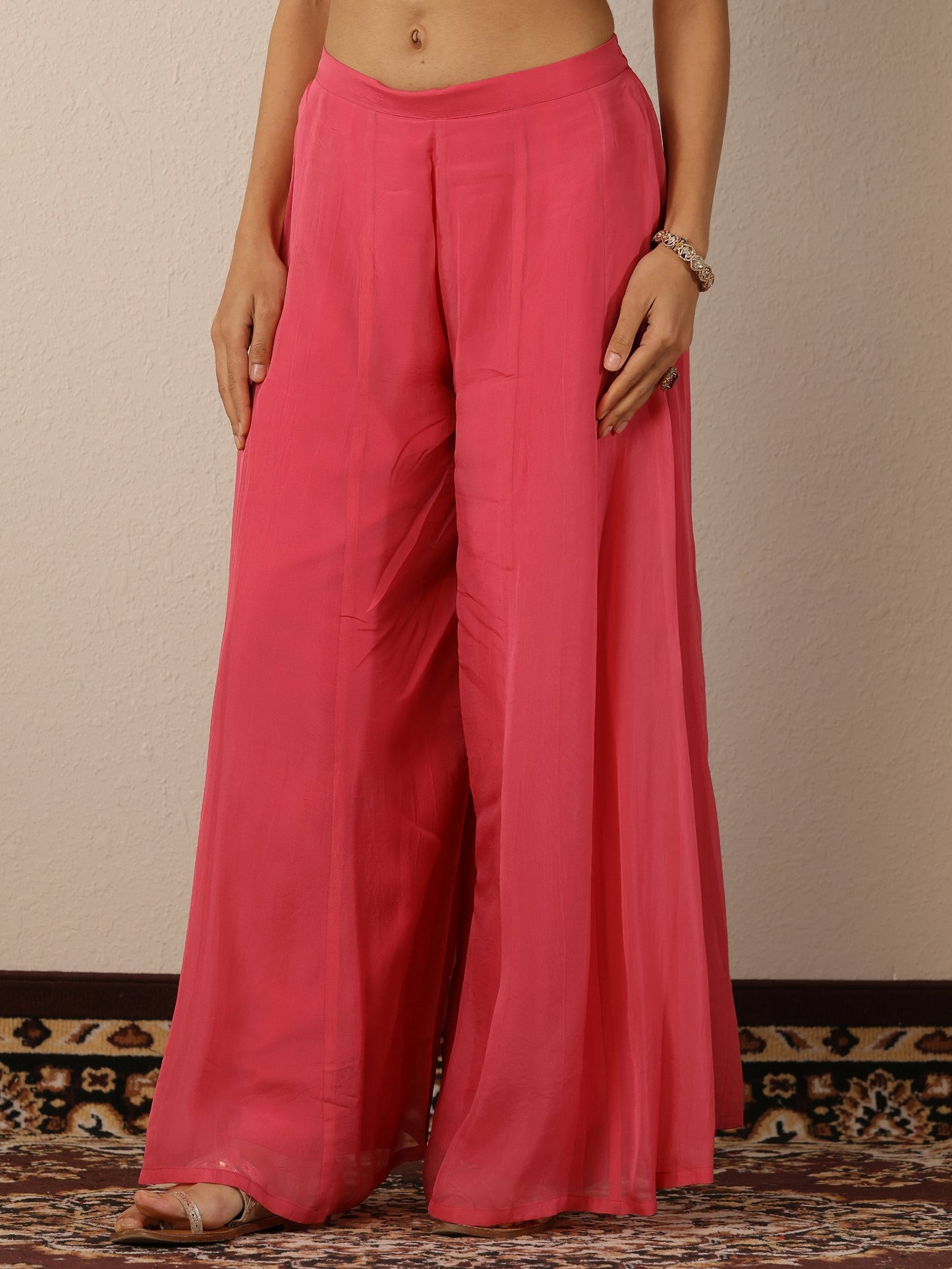 Libas Art Pink Embroidered Organza Straight Suit Set With Dupatta