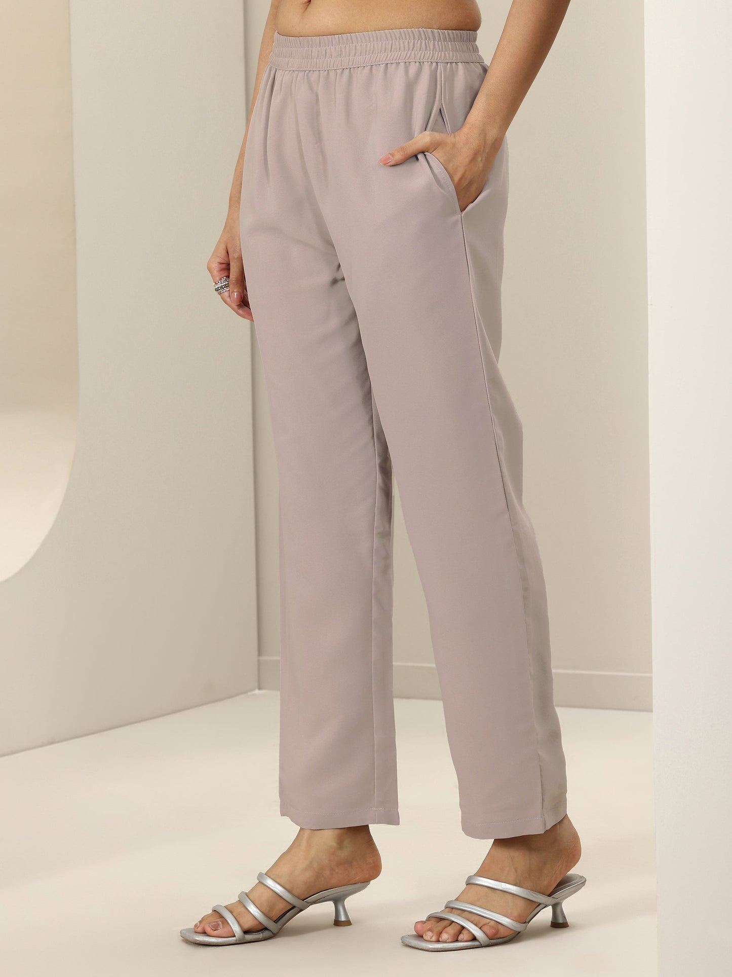 Grey Embroidered Georgette Straight Suit Sets With Dupatta