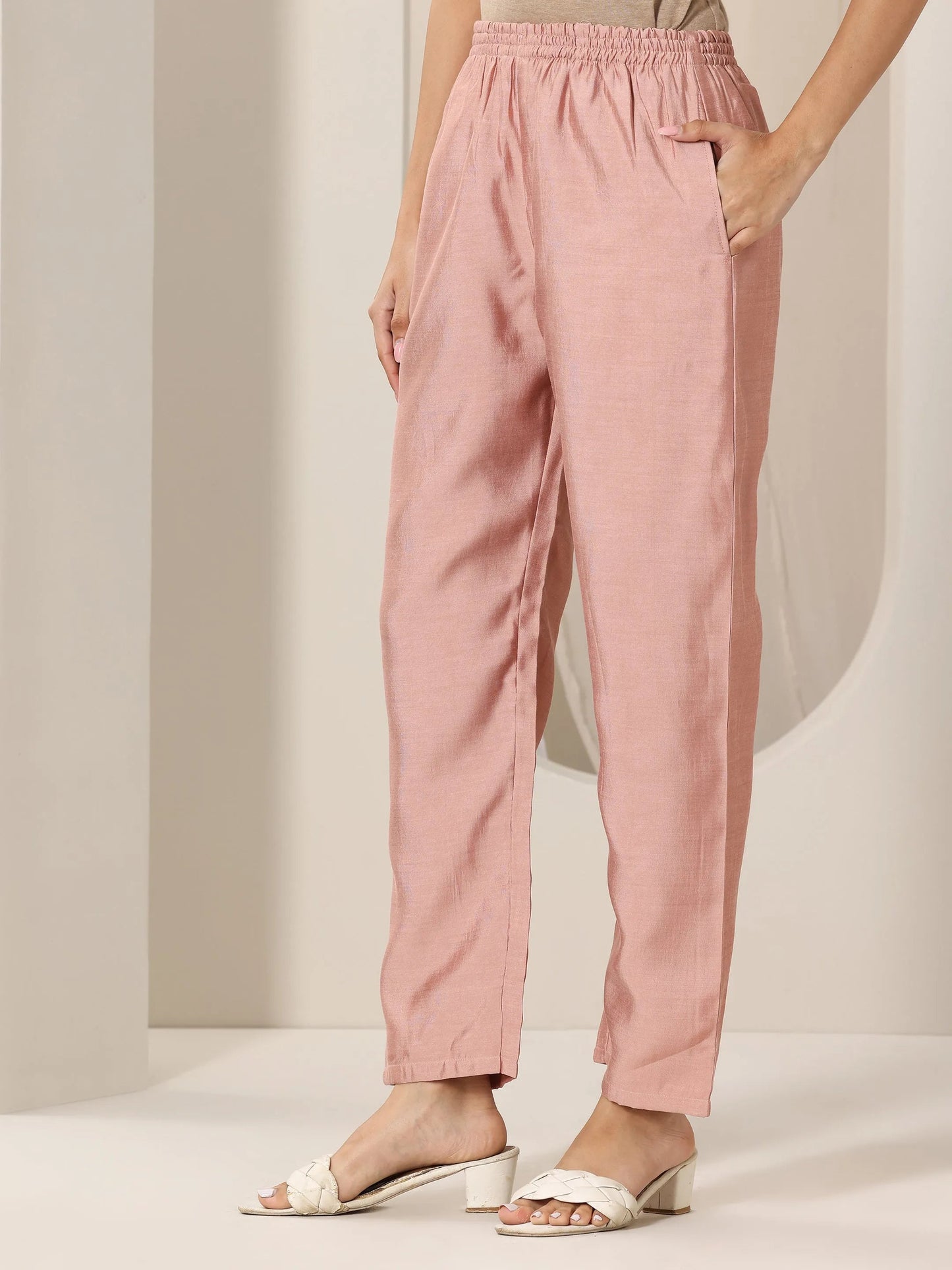 Peach Embroidered Organza Straight Suit Set With Dupatta