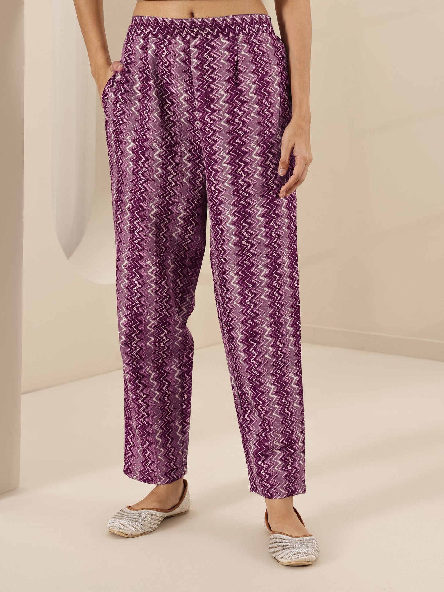 Burgundy Printed Cotton Blend Straight Suit Sets With Dupatta