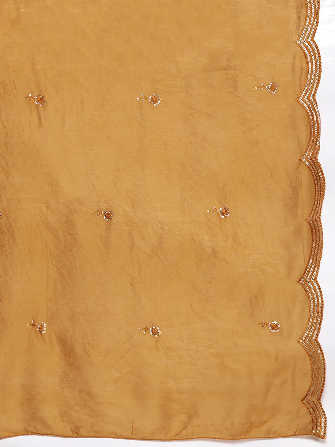 Mustard Yoke Design Silk Blend Straight Suit With Dupatta