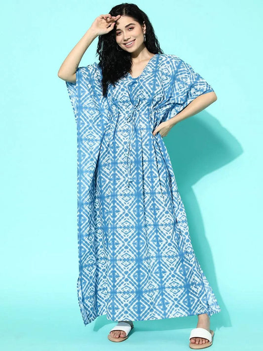 Blue Printed Cotton Nightdress