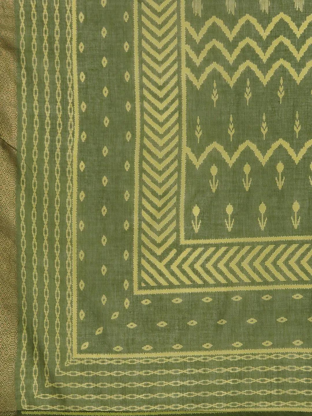 Green Printed Cotton Straight Suit With Dupatta
