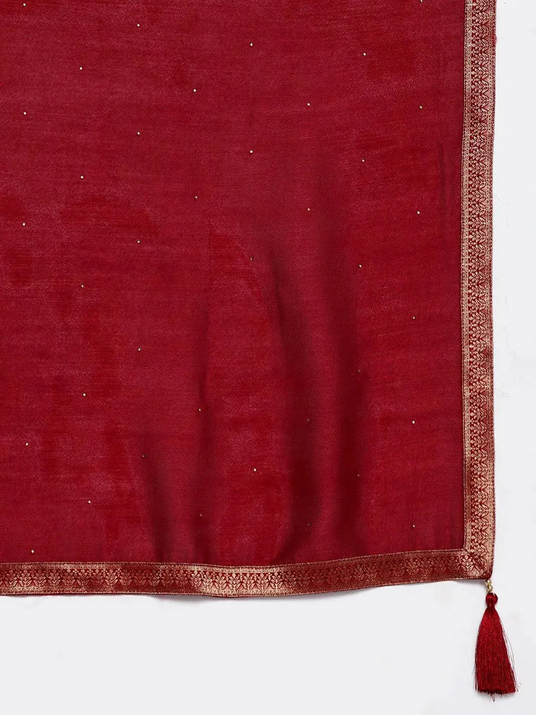 Maroon Yoke Design Silk Blend Anarkali Suit Set With Dupatta