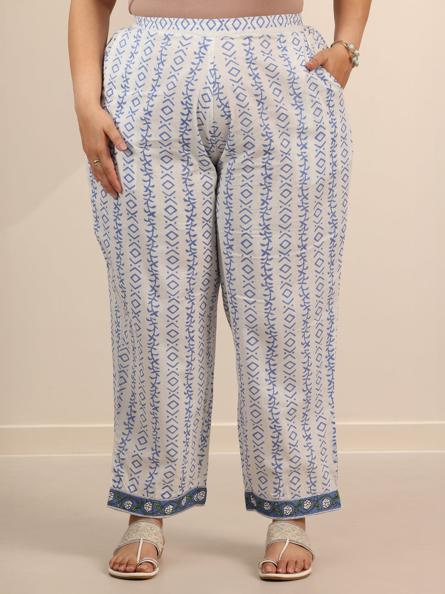 Plus Size Lavender Printed Cotton Straight Suit Set With Dupatta