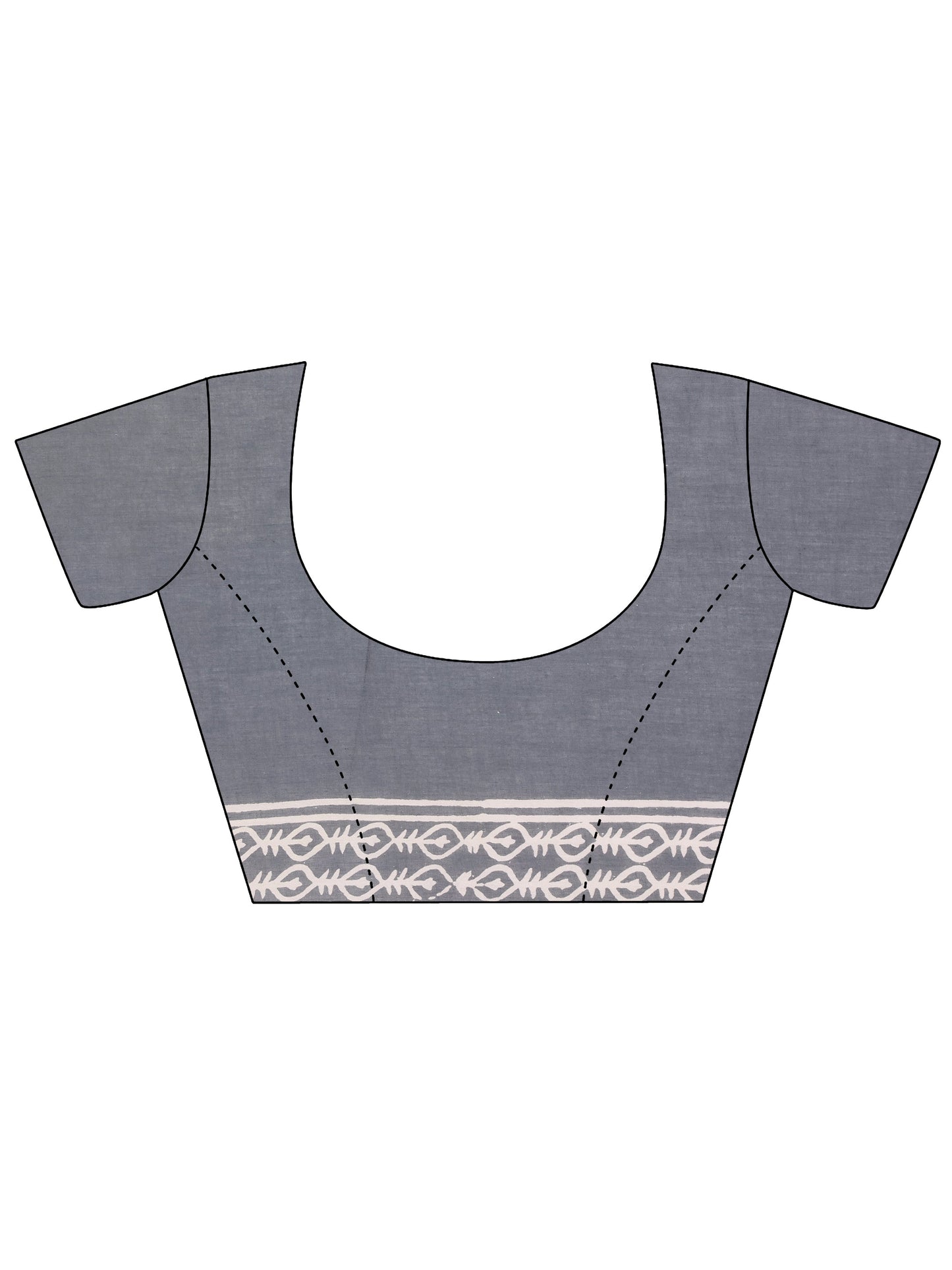 Grey Printed Cotton Saree With Unstitched Blouse