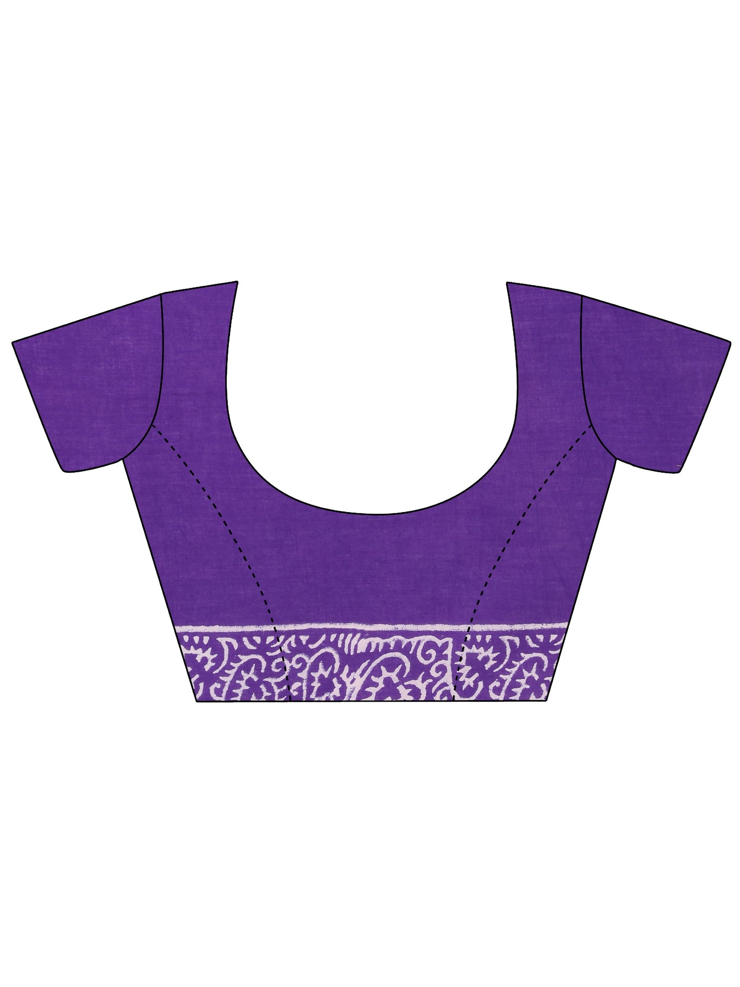 Purple Printed Cotton Saree With Unstitched Blouse