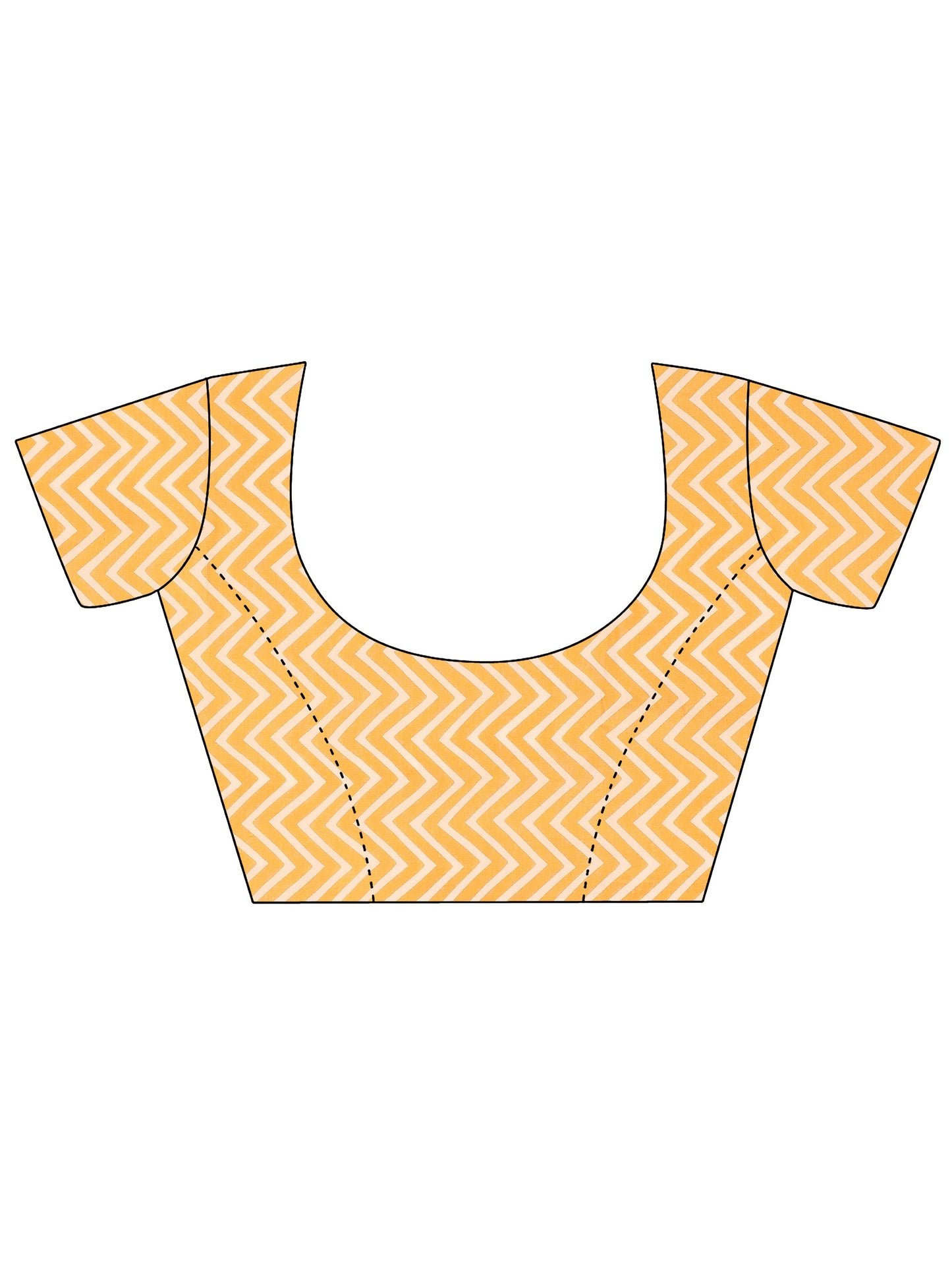 Mustard Printed Cotton Saree With Unstitched Blouse