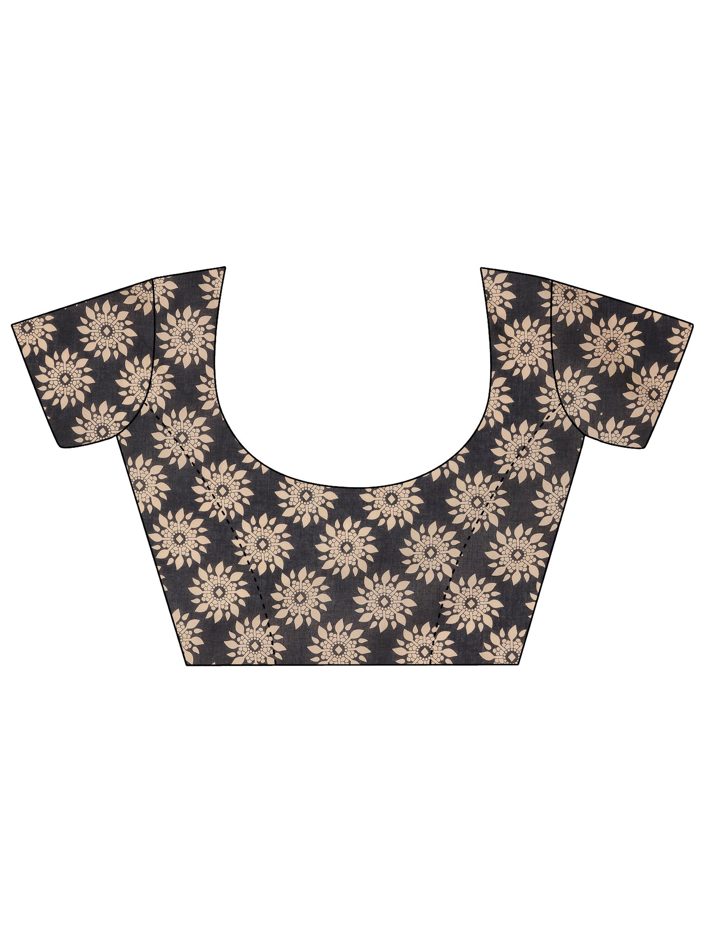 Red Printed Cotton Saree With Unstitched Blouse