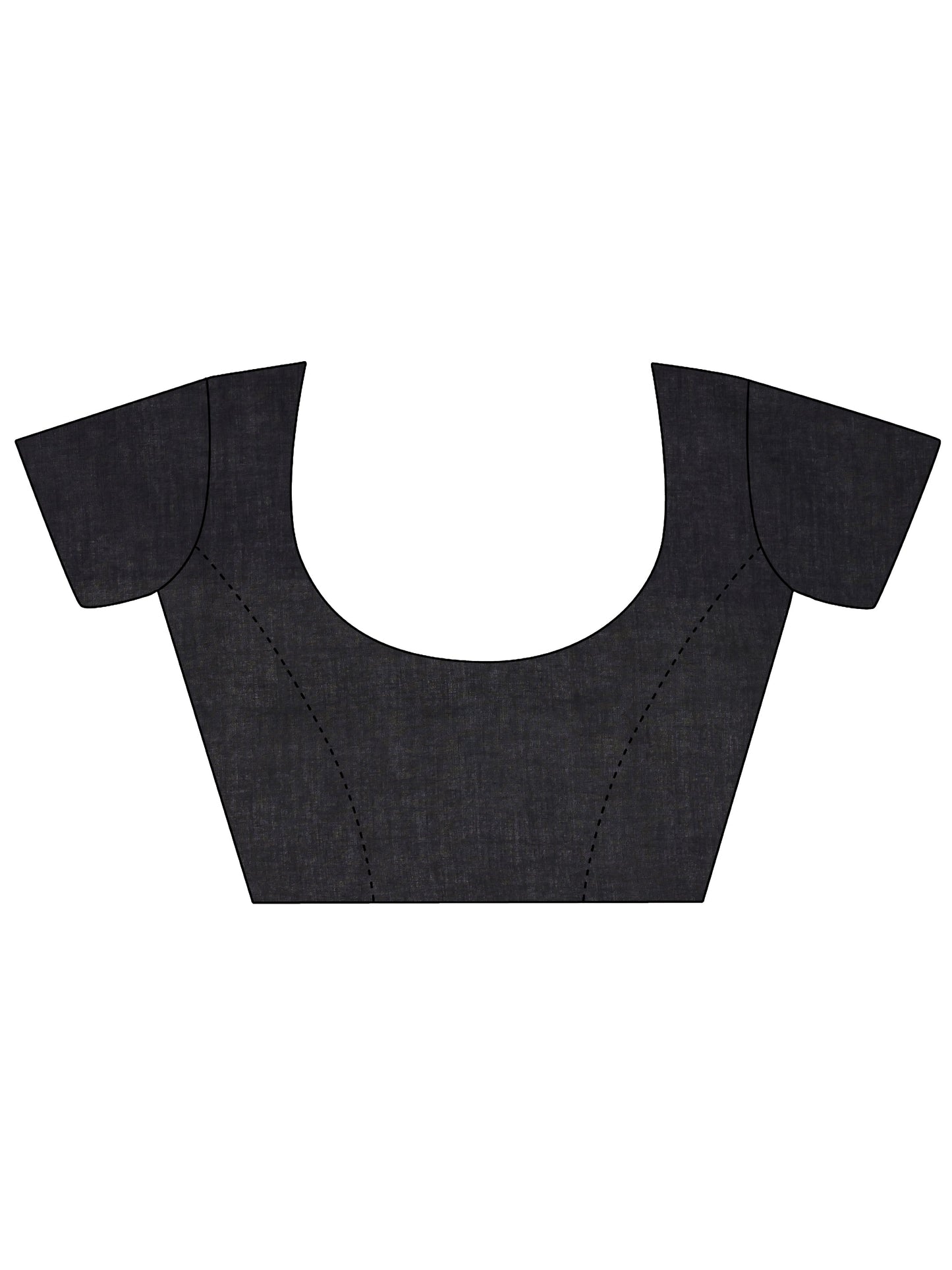 Black Printed Cotton Saree With Unstitched Blouse