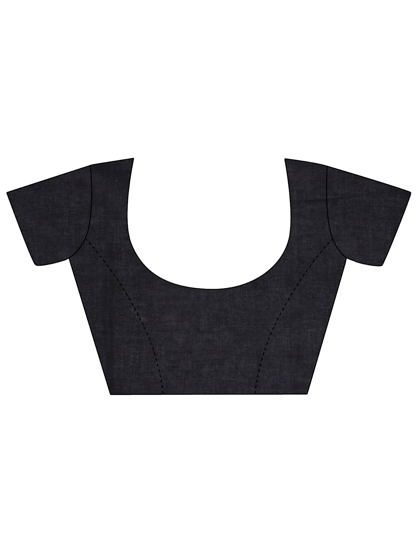 Black Printed Cotton Saree With Unstitched Blouse