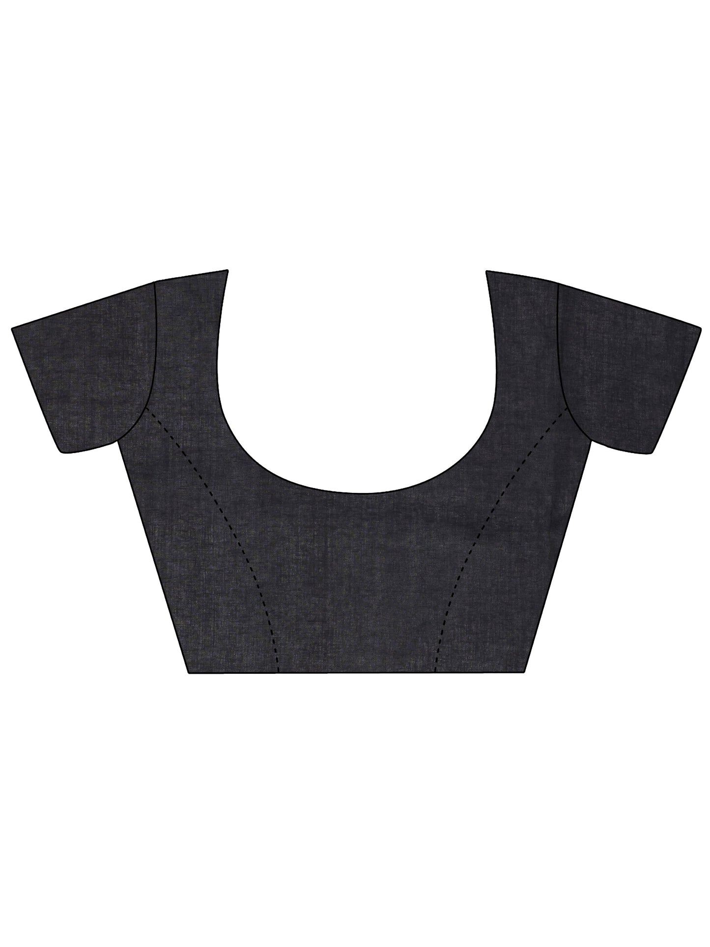 Black Printed Cotton Saree With Unstitched Blouse Piece