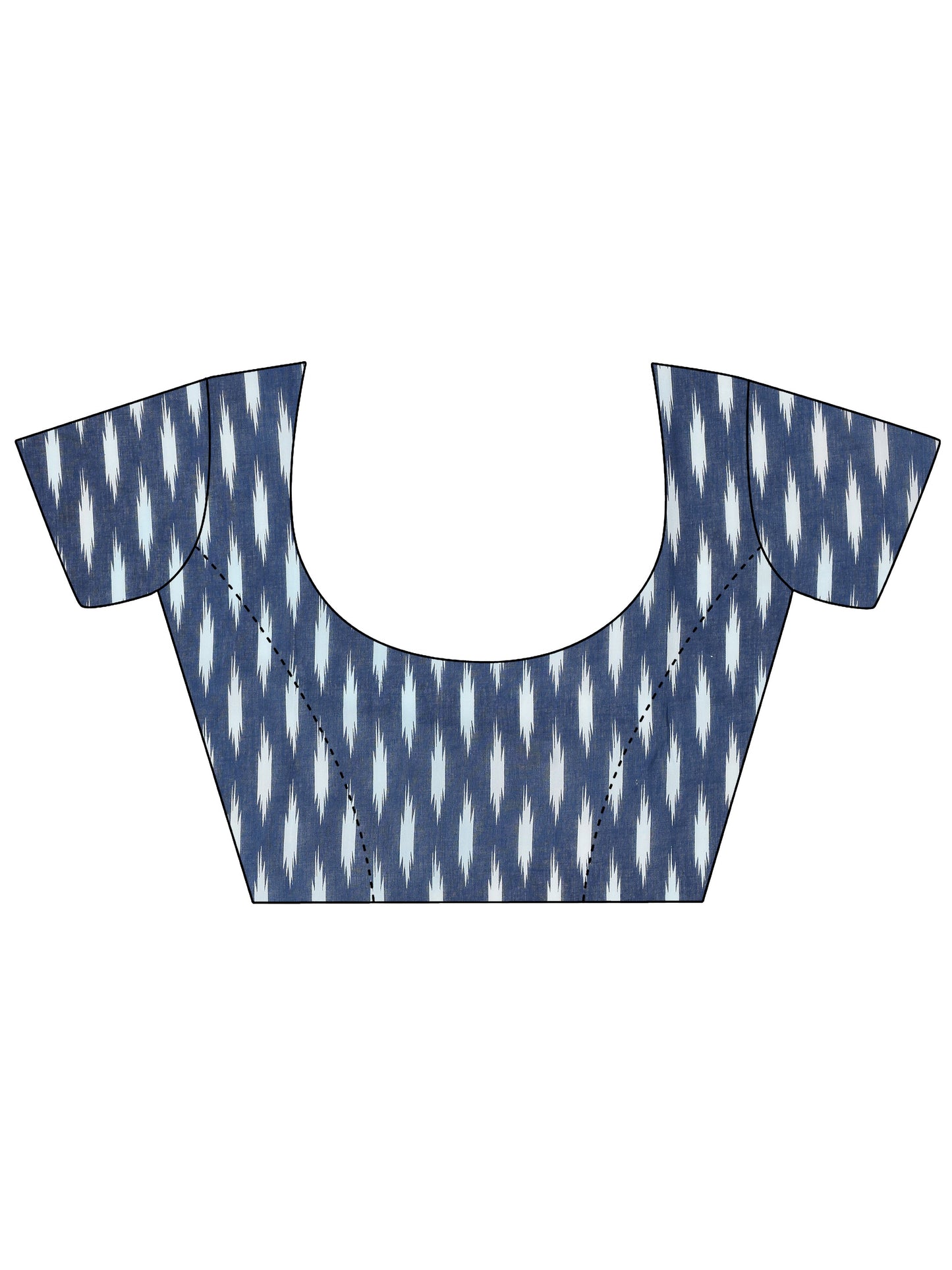 Indigo Printed Cotton Saree With Unstitched Blouse