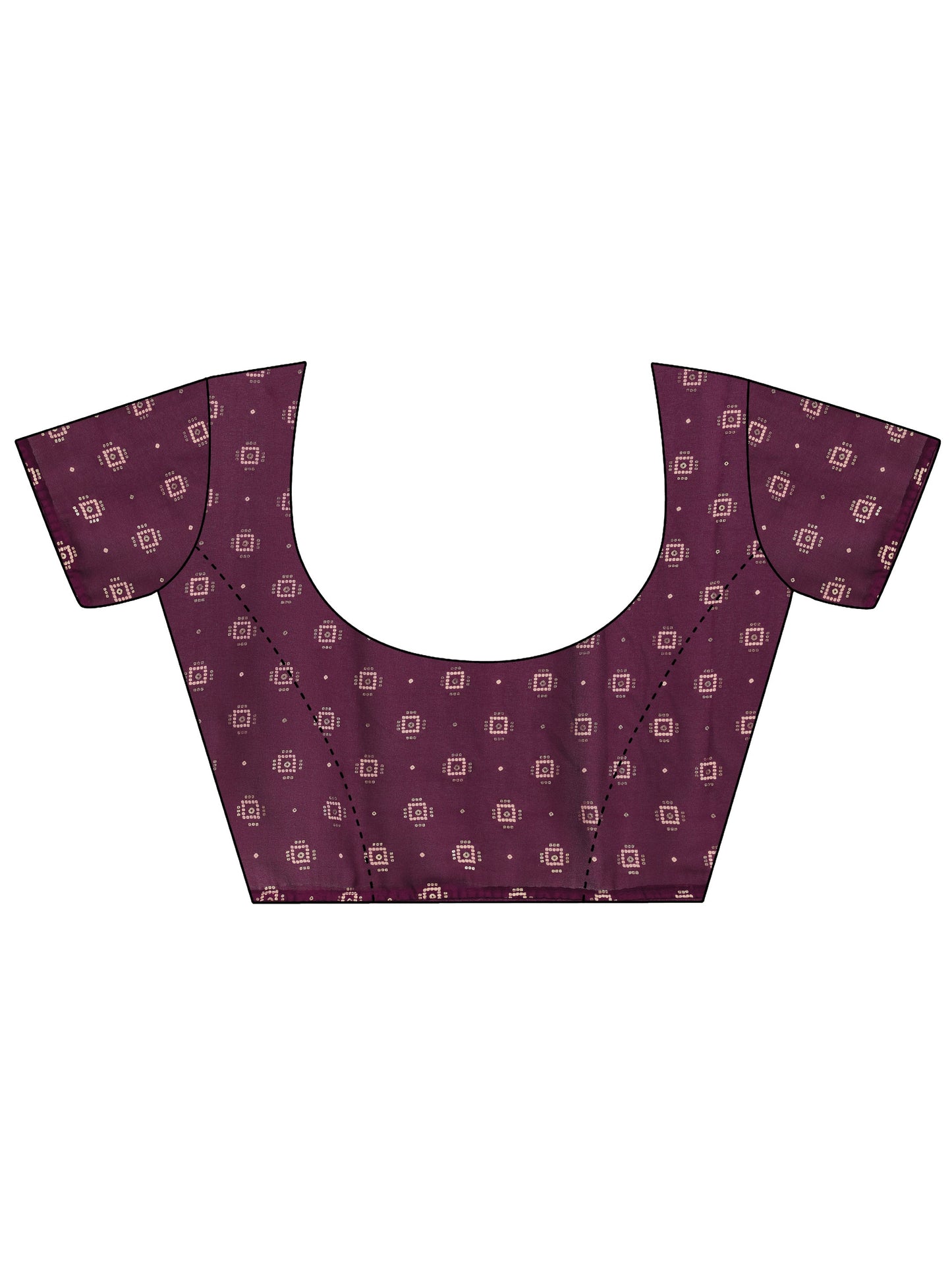 Wine Printed Georgette Saree With Unstitched Blouse Piece