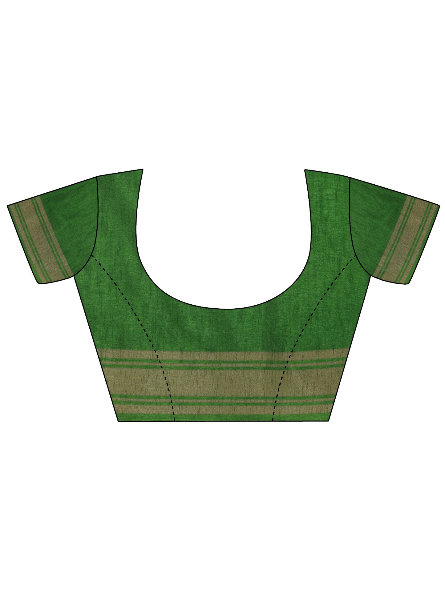 Green Printed Silk Blend Saree With Unstitched Blouse Piece