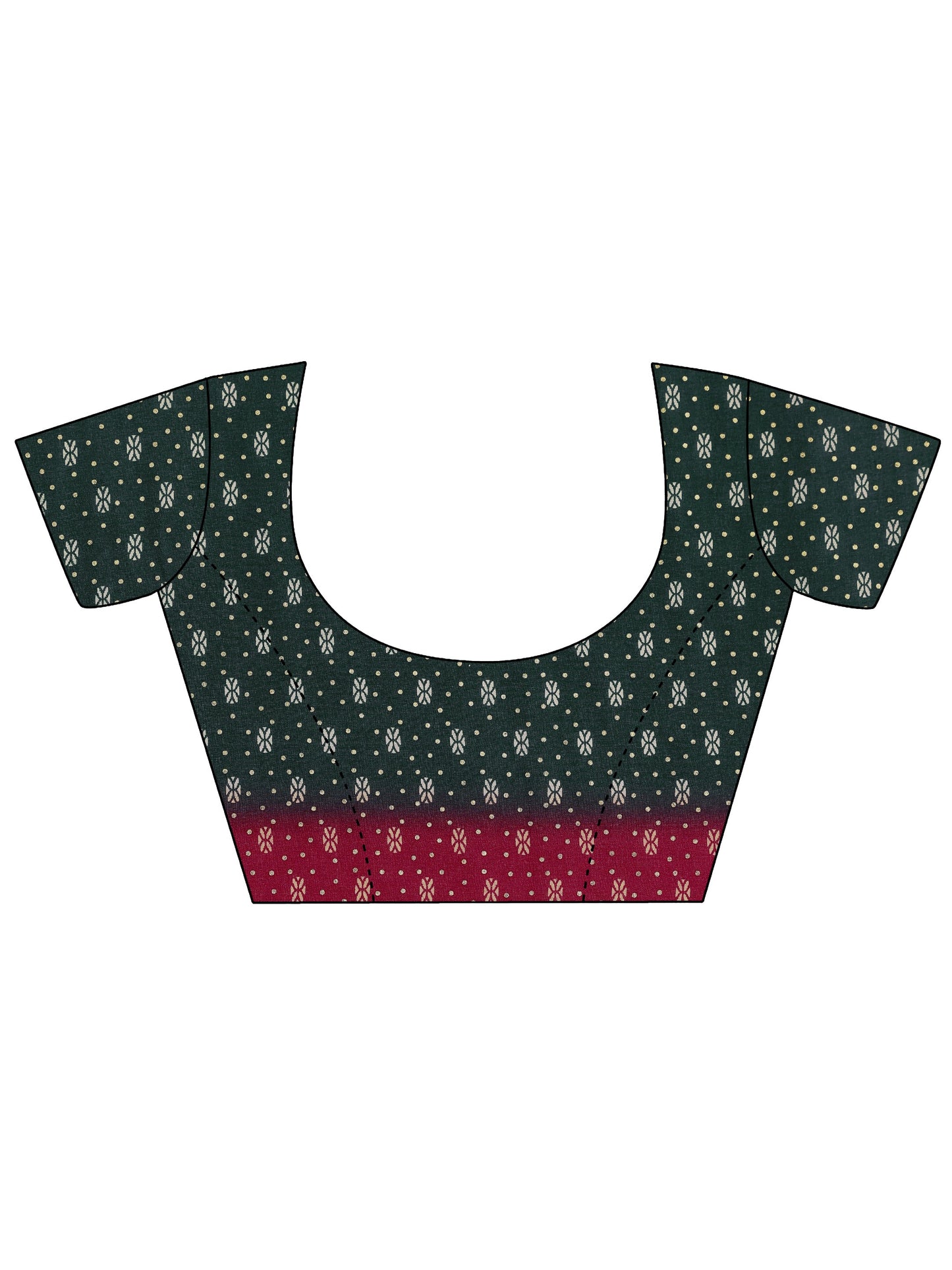 Green Printed Georgette Saree With Unstitched Blouse Piece