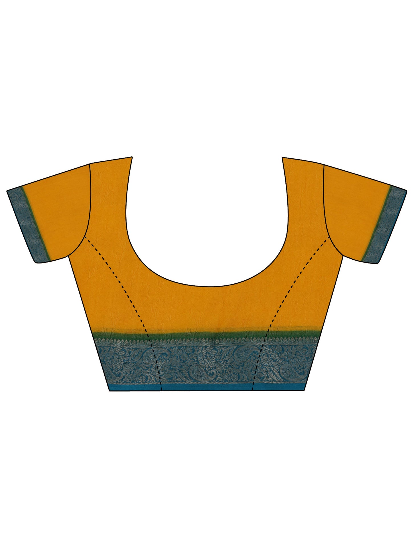 Mustard Printed Georgette Saree With Unstitched Blouse Piece