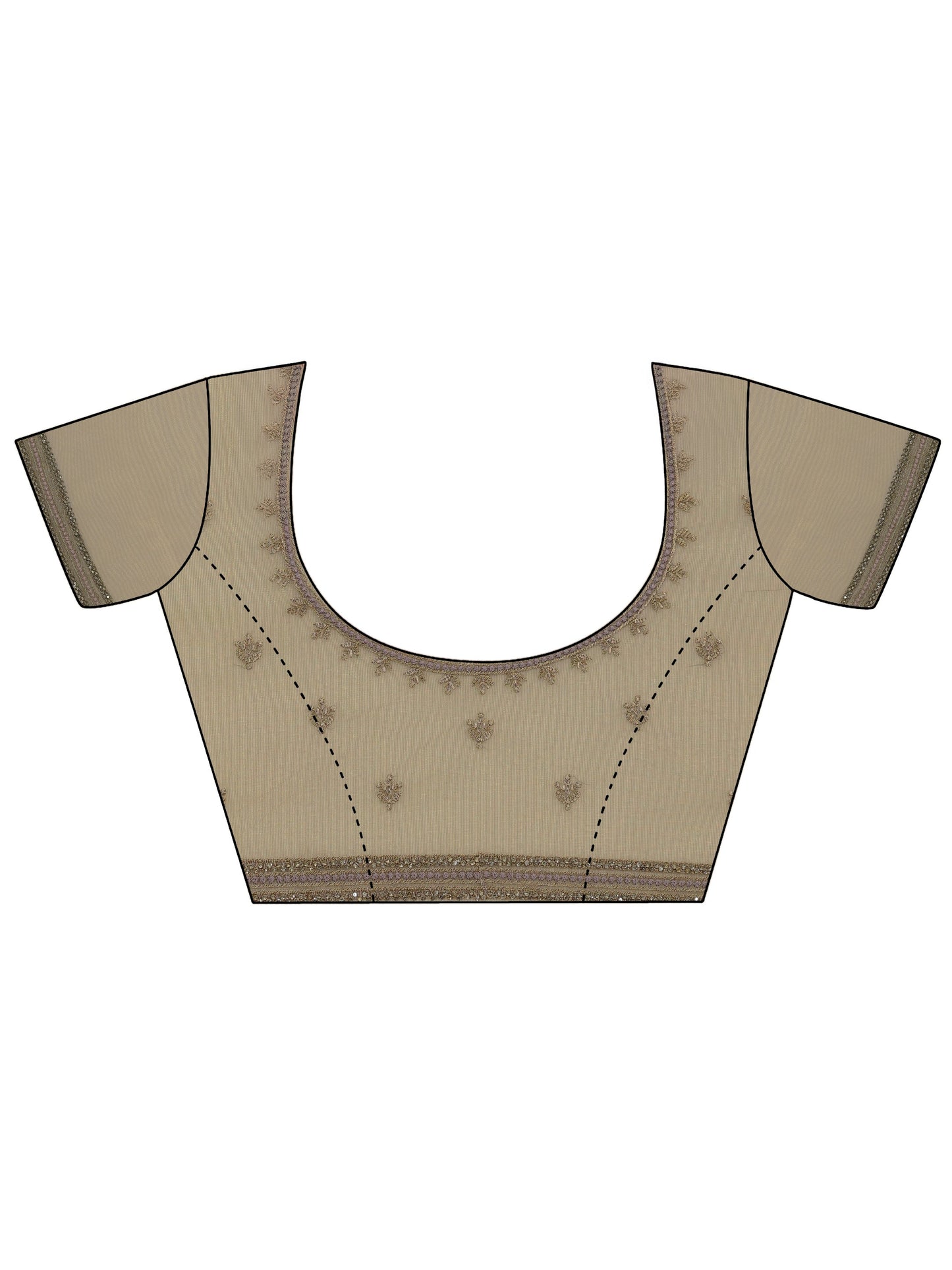 Grey Embroidered Net Silk Saree With Unstitched Blouse Piece