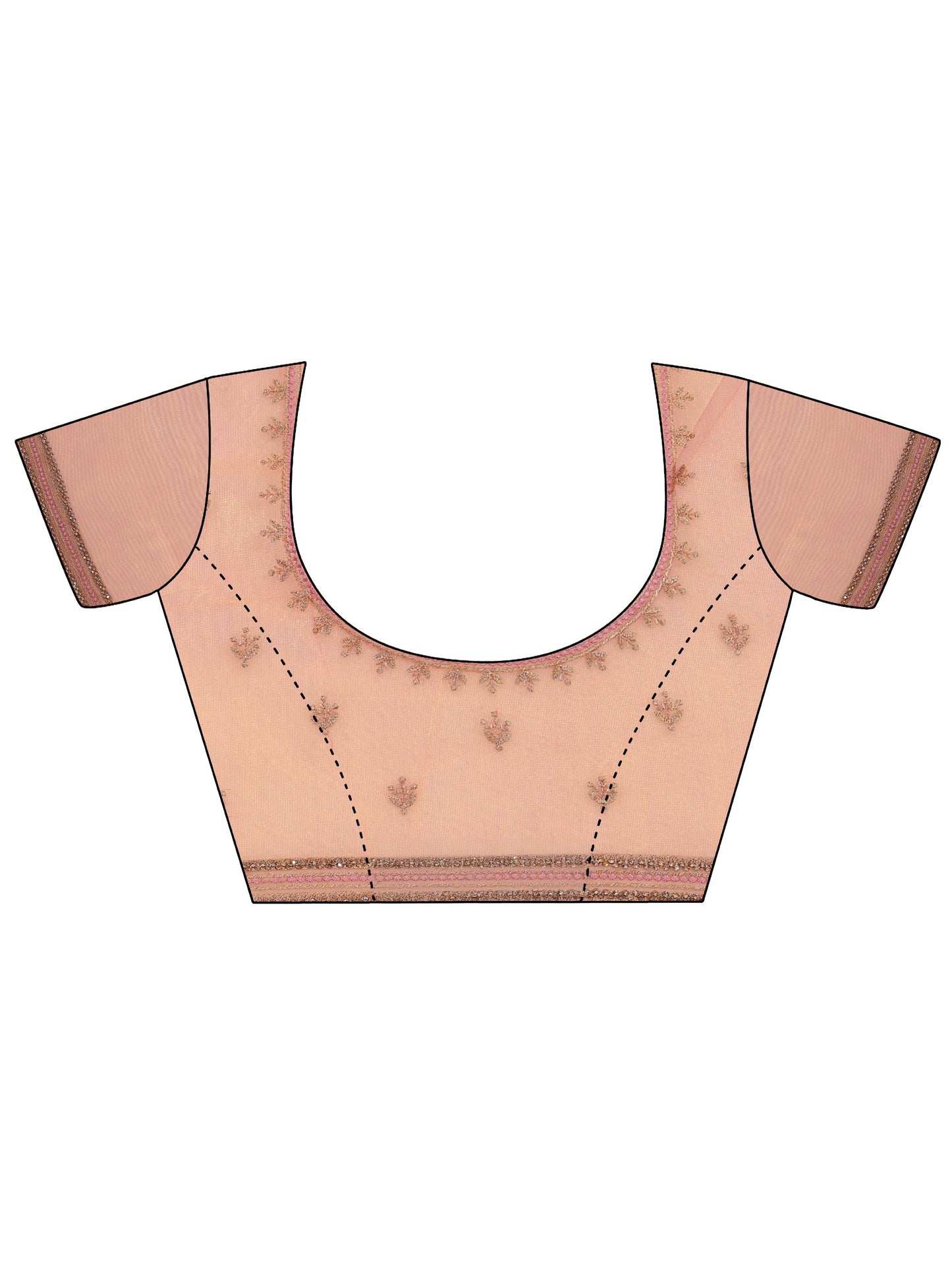 Pink Embroidered Net Silk Saree With Unstitched Blouse Piece