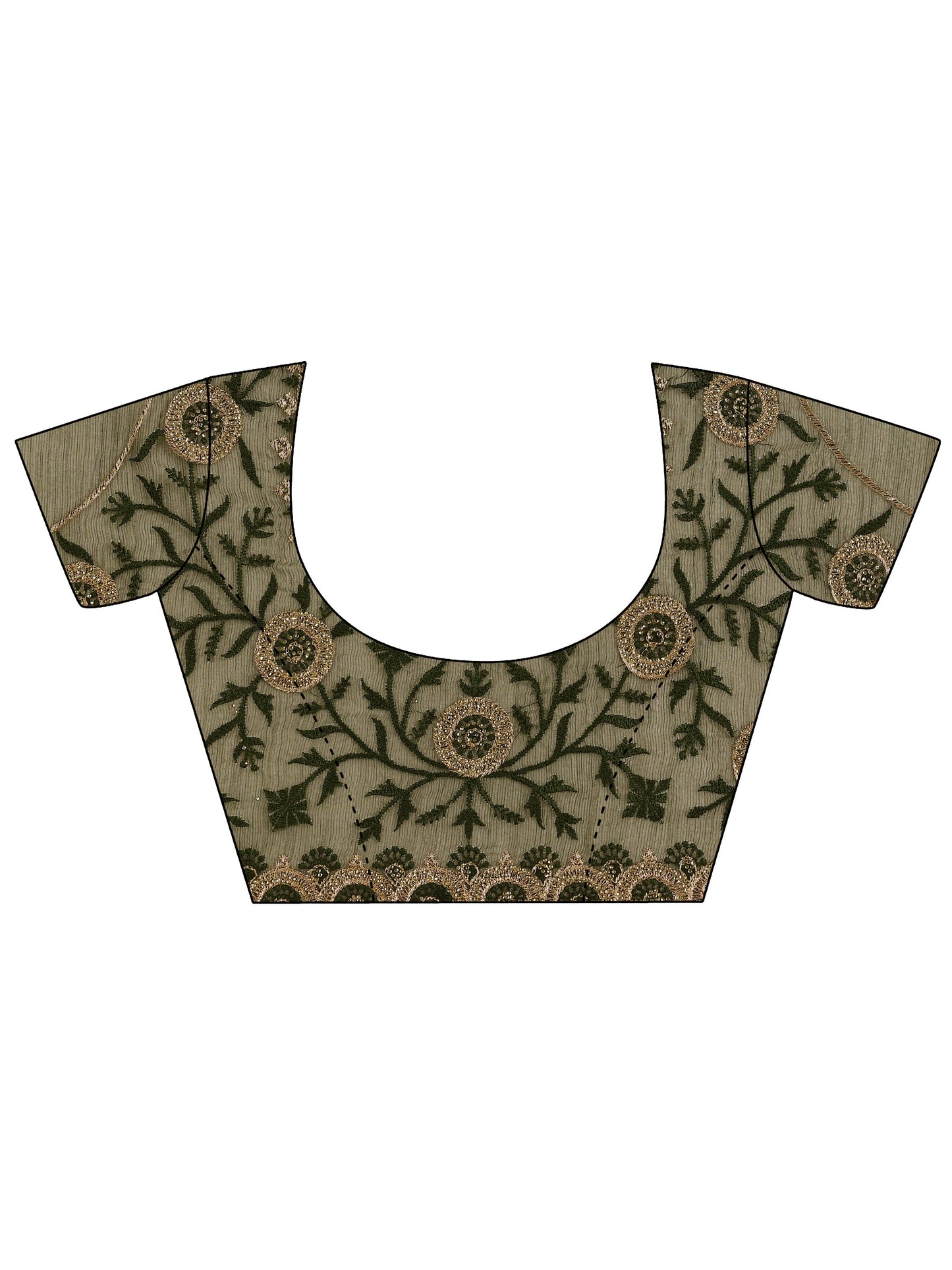 Green Solid Chiffon Saree With Unstitched Blouse Piece