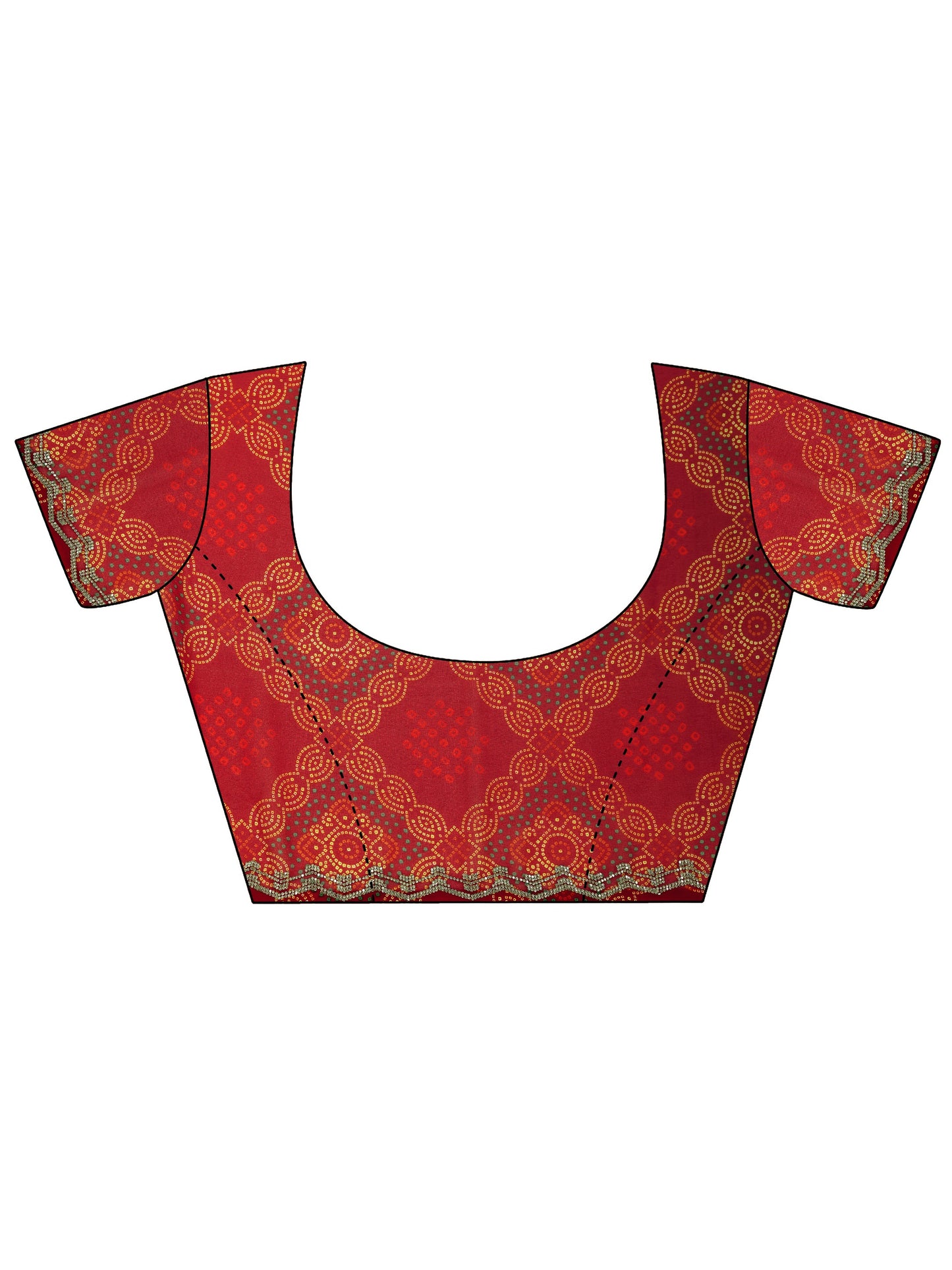 Red Bandhani Printed Georgette Saree With Unstitched Blouse Piece