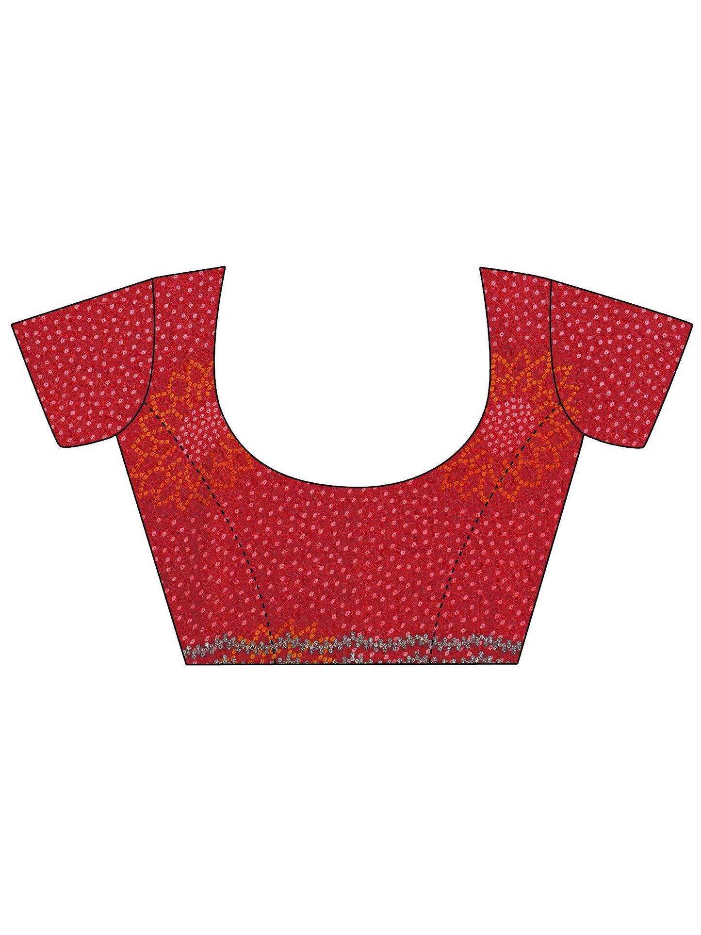 Red Bandhani Printed Georgette Saree With Unstitched Blouse Piece