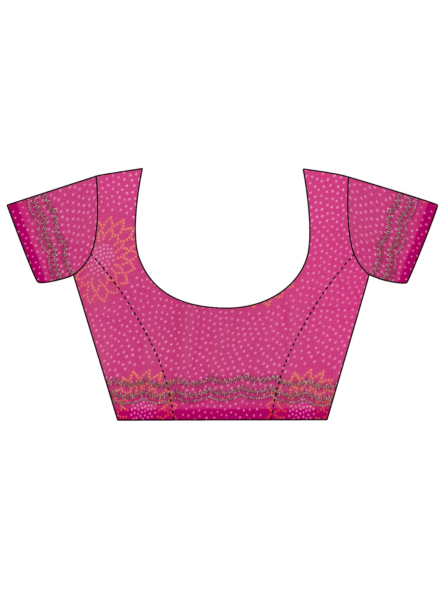 Pink Bandhani Printed Georgette Saree With Unstitched Blouse Piece