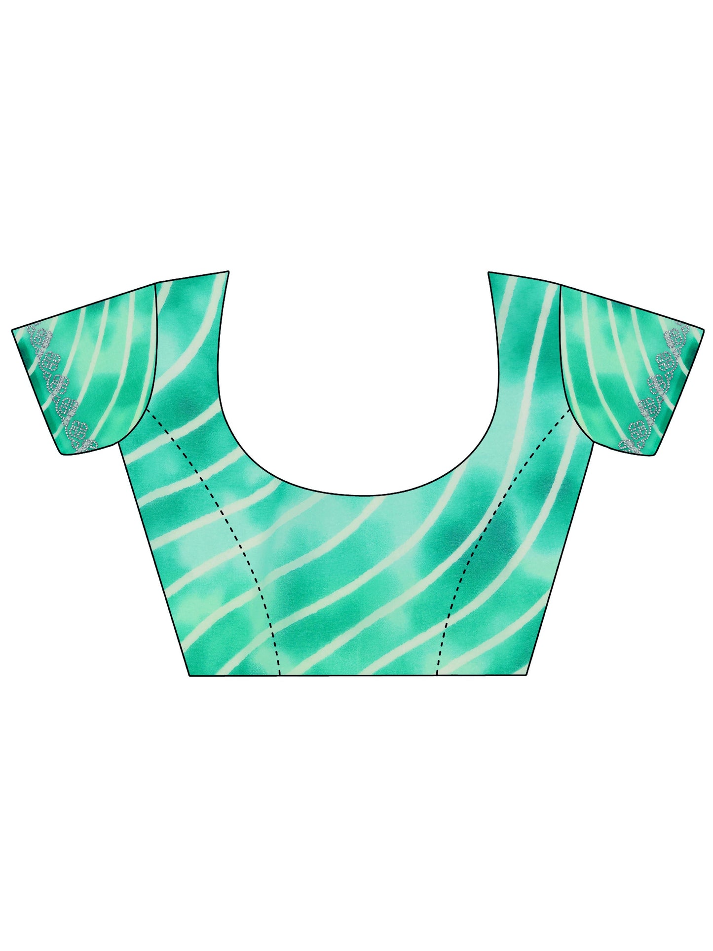 Green Leheriya Printed Georgette Saree With Unstitched Blouse Piece