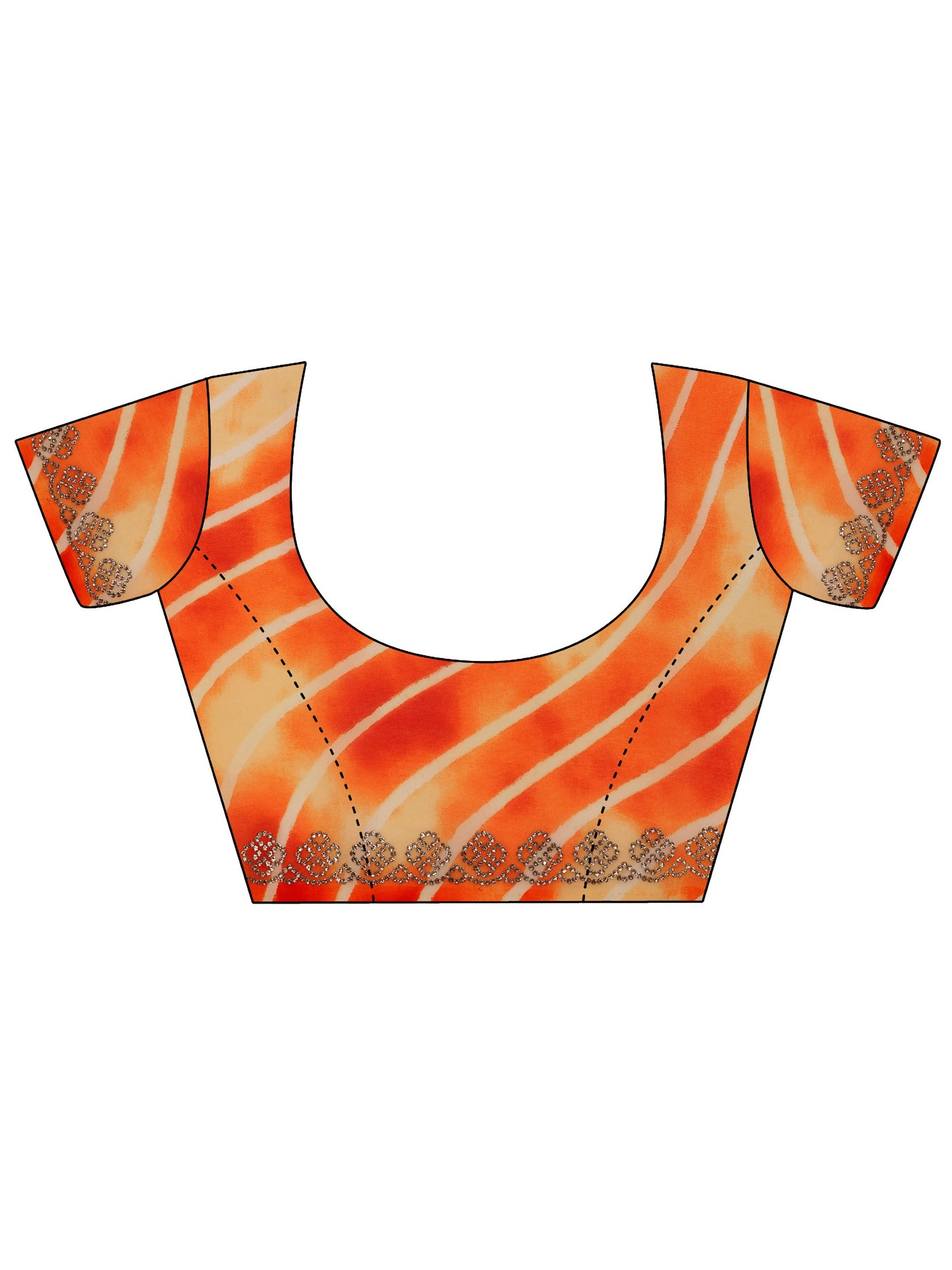 Orange Leheriya Printed Georgette Saree With Unstitched Blouse Piece