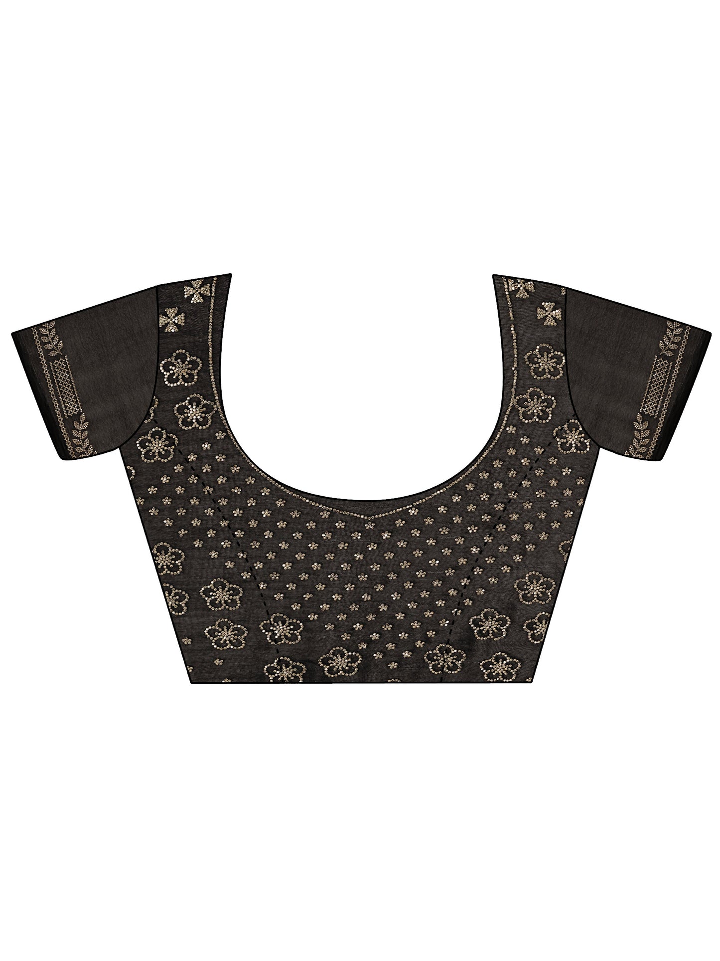 Black Solid Satin Saree With Unstitched Blouse Piece