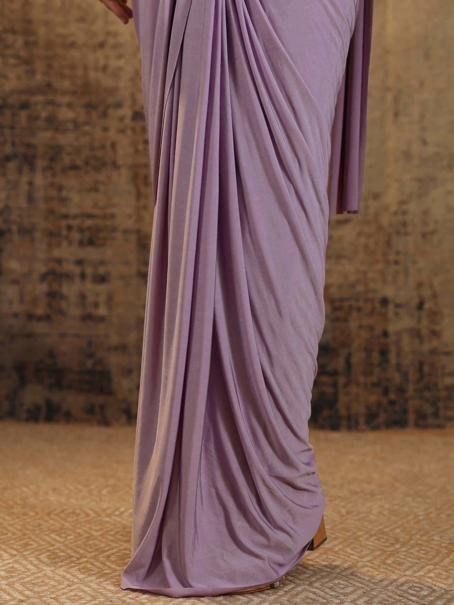Libas Art Lavender Solid Nylon Ready to Wear Saree