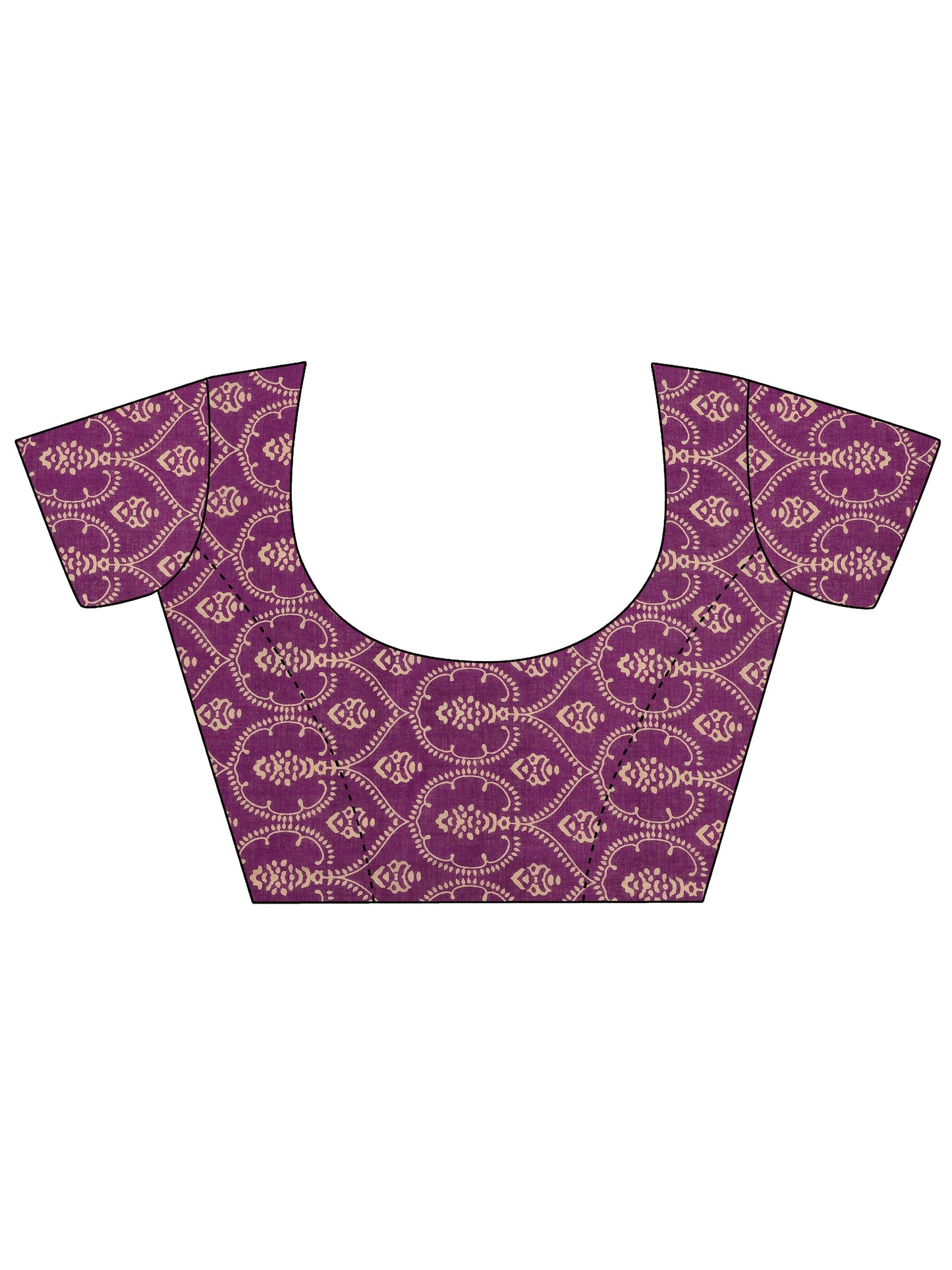 Burgundy Printed Cotton Saree With Unstitched Blouse Piece