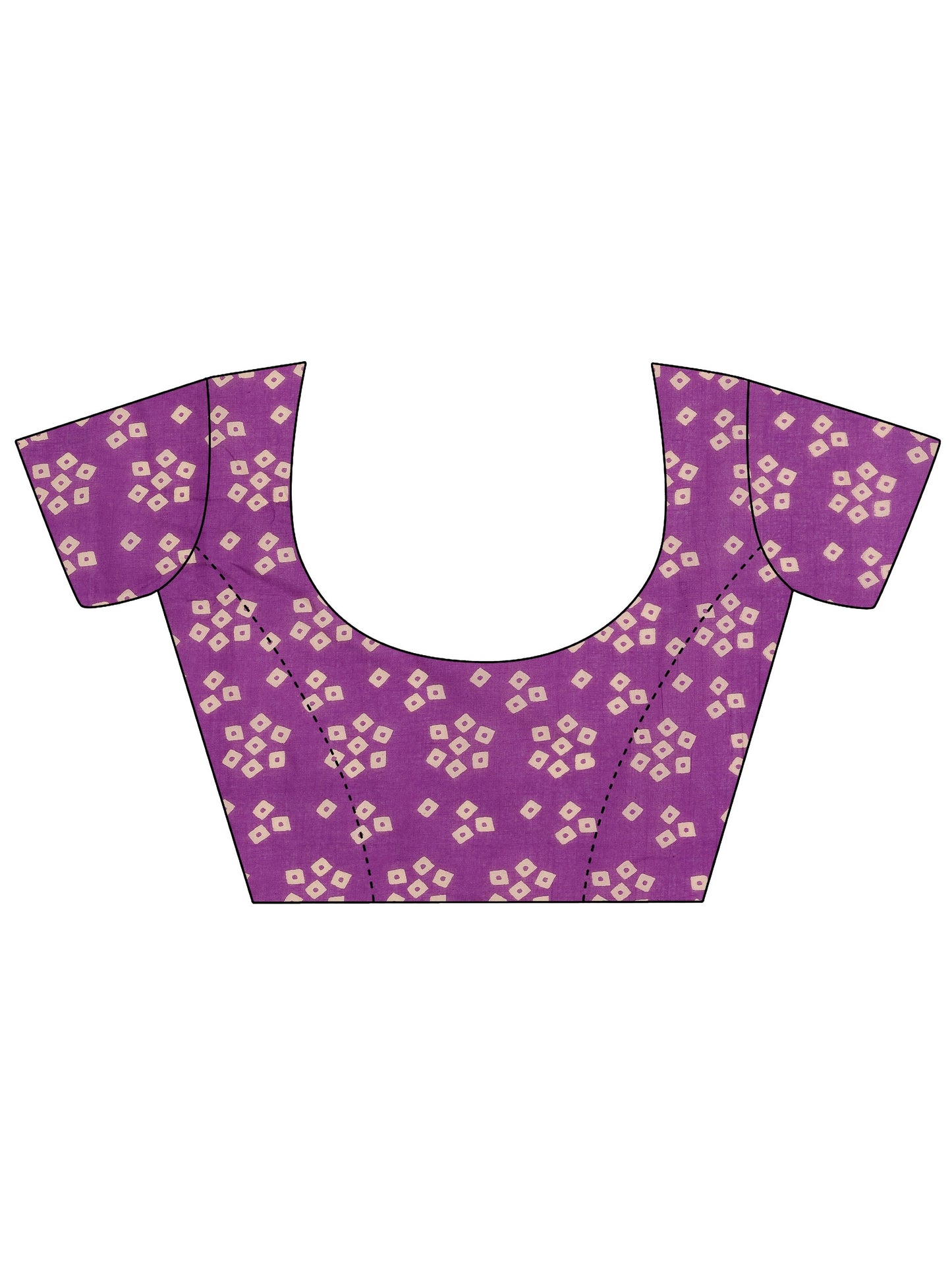 Purple Printed Cotton Saree With Unstitched Blouse Piece