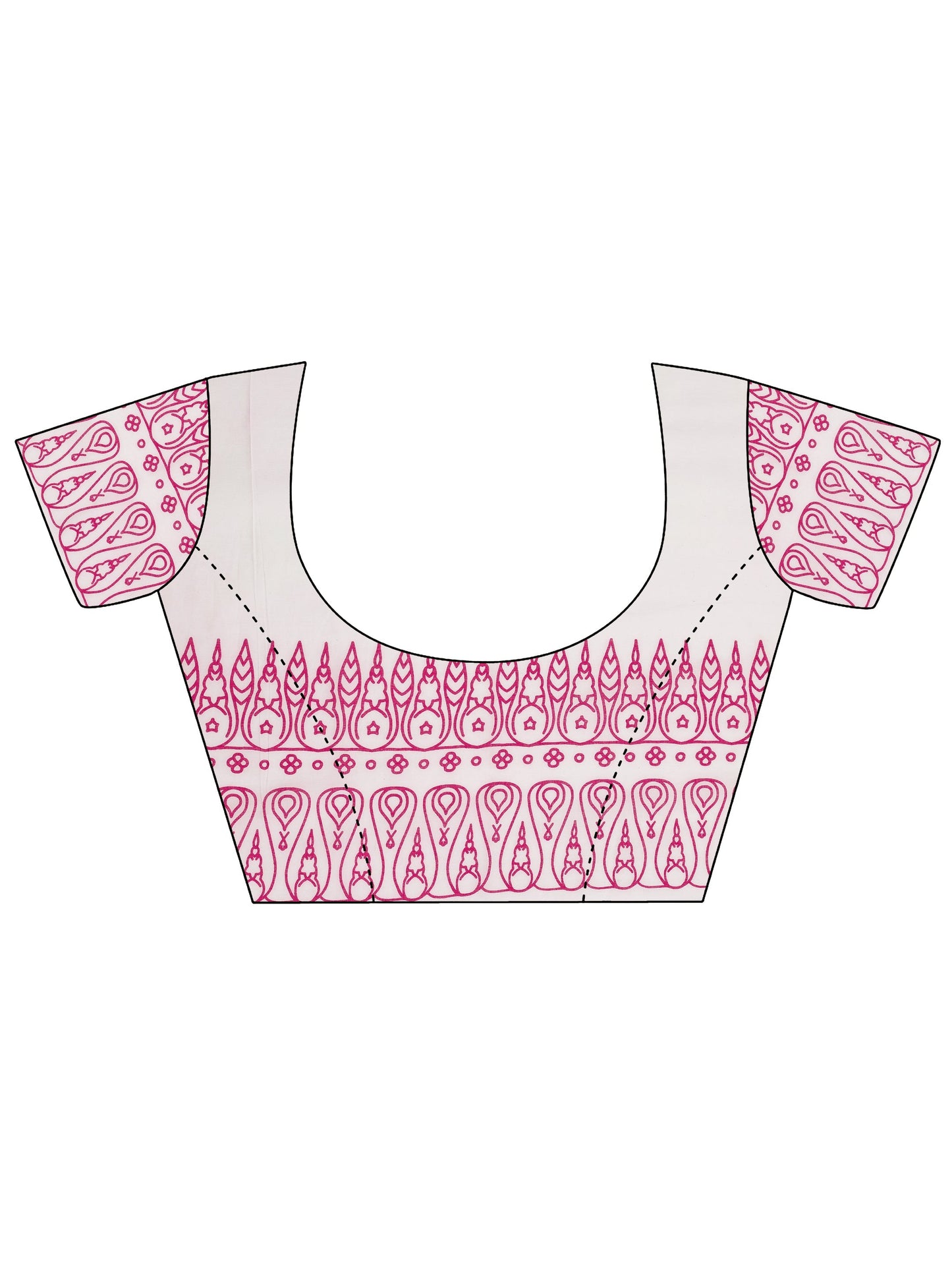 Pink Printed Cotton Saree With Unstitched Blouse Piece