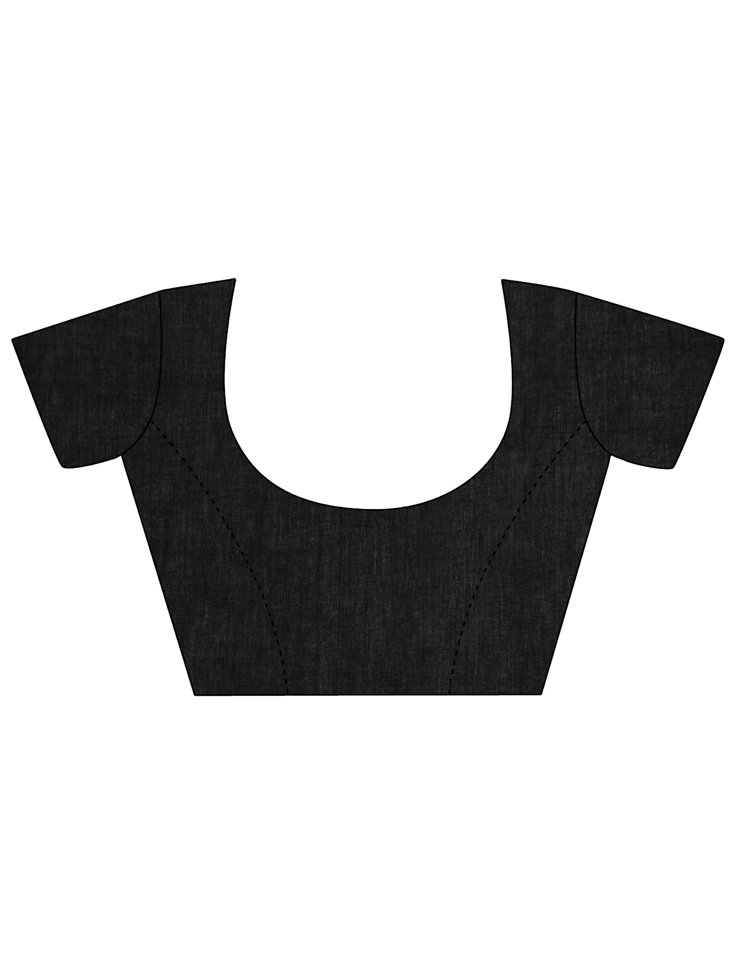 Black Printed Cotton Saree With Unstitched Blouse Piece