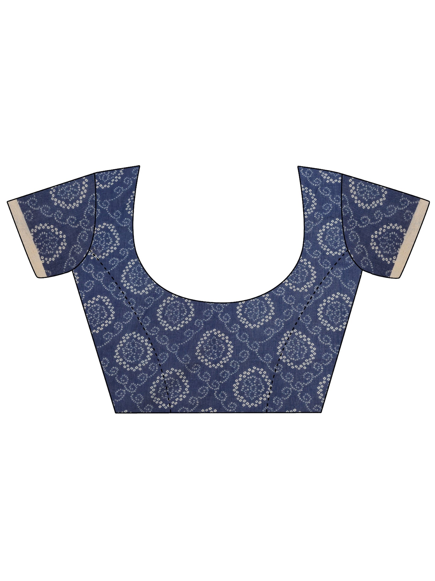 Blue Printed Cotton Saree With Unstitched Blouse Piece