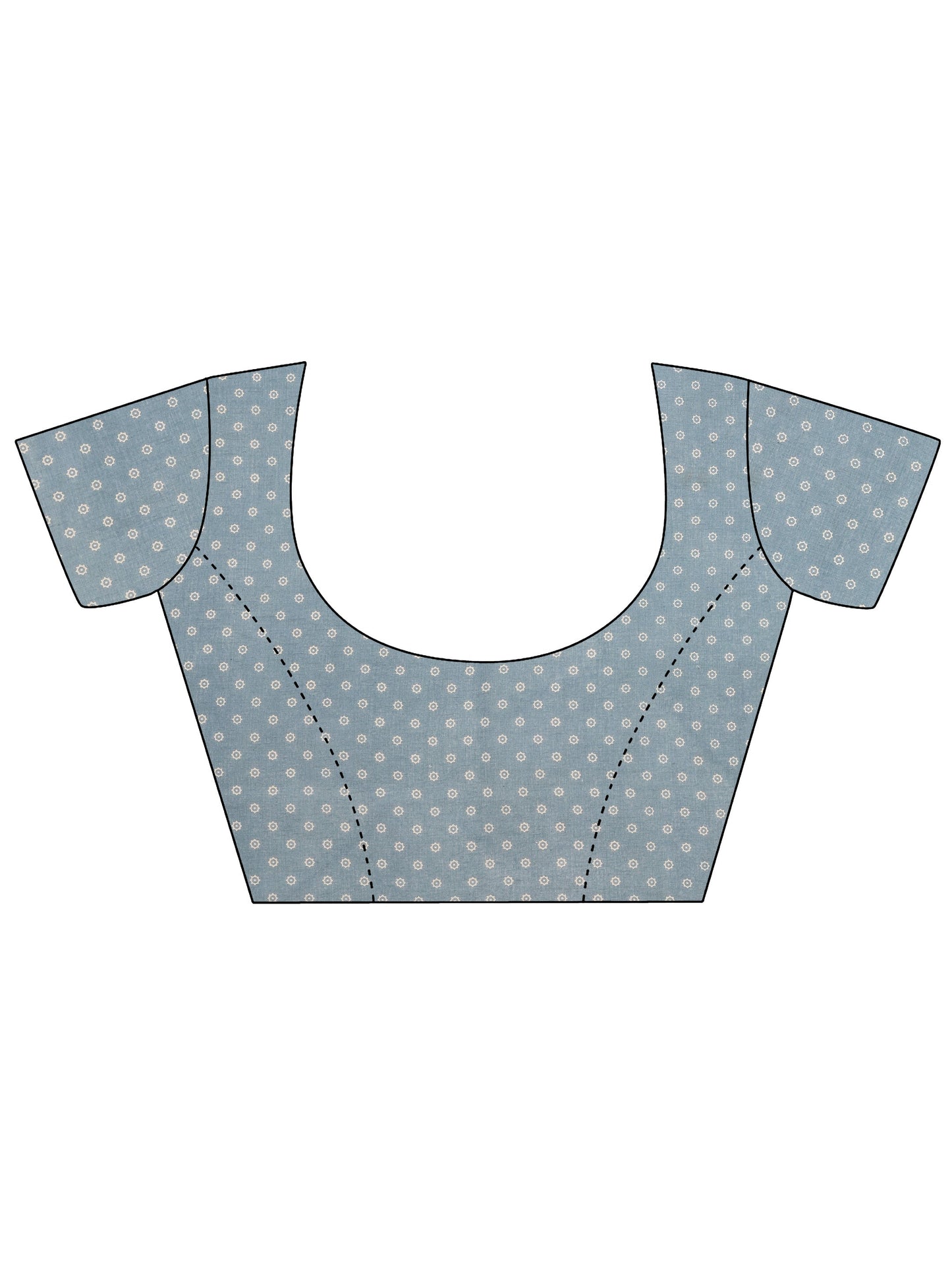 Grey Printed Cotton Saree With Unstitched Blouse Piece